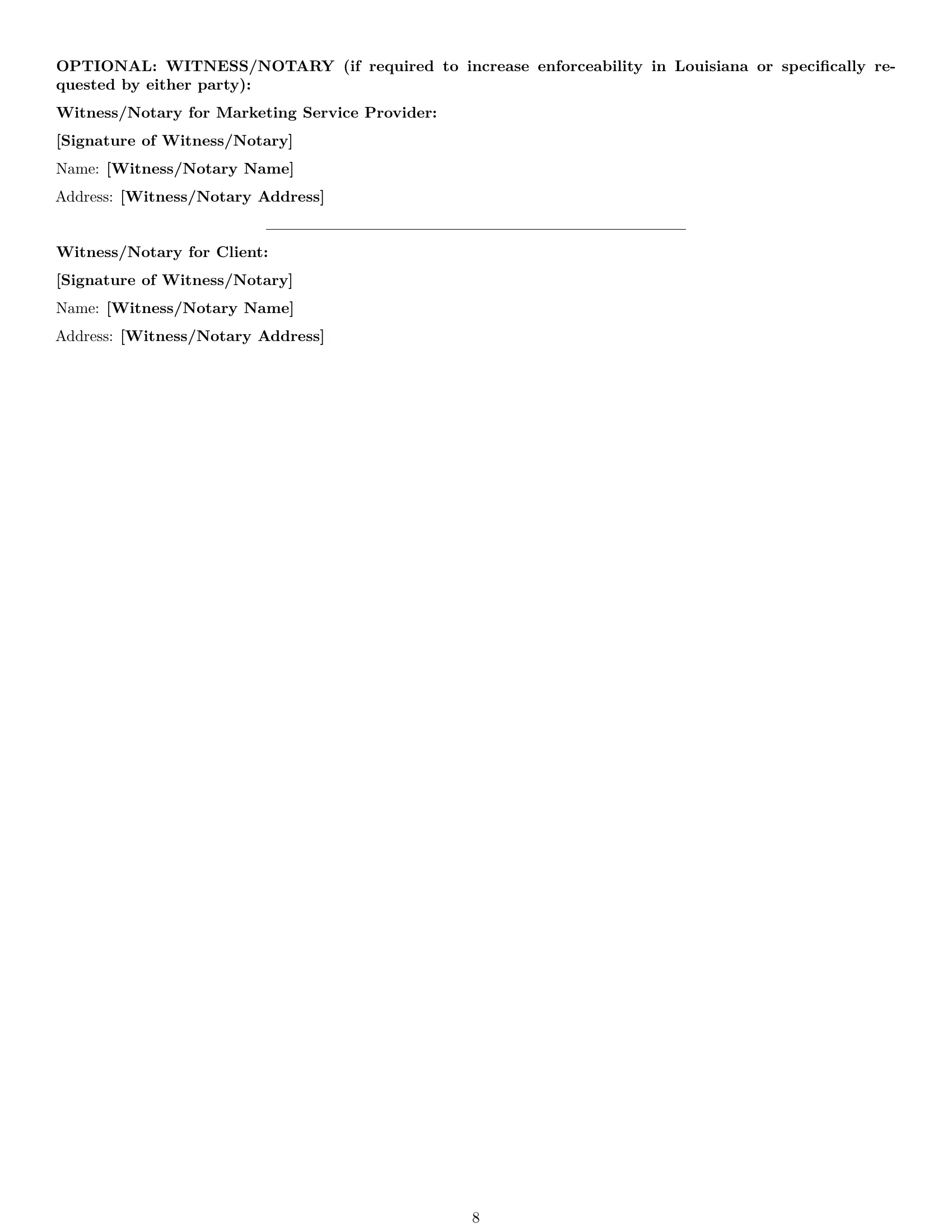 Preview page 8 of Pro Louisiana marketing service contract template
