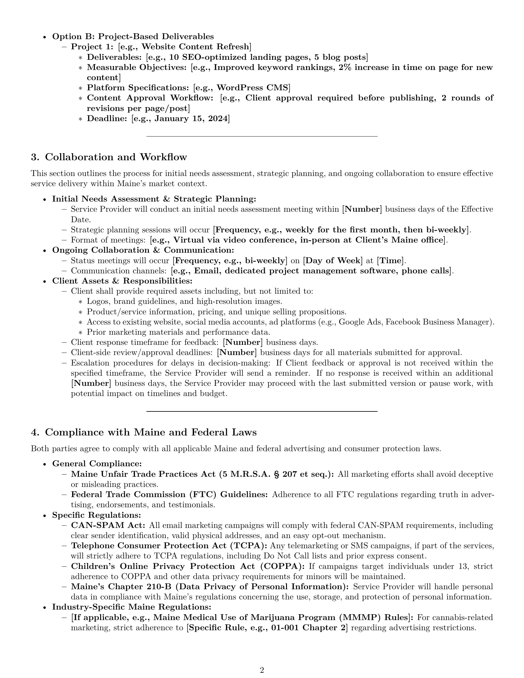 Preview page 2 of Pro Maine marketing service contract template