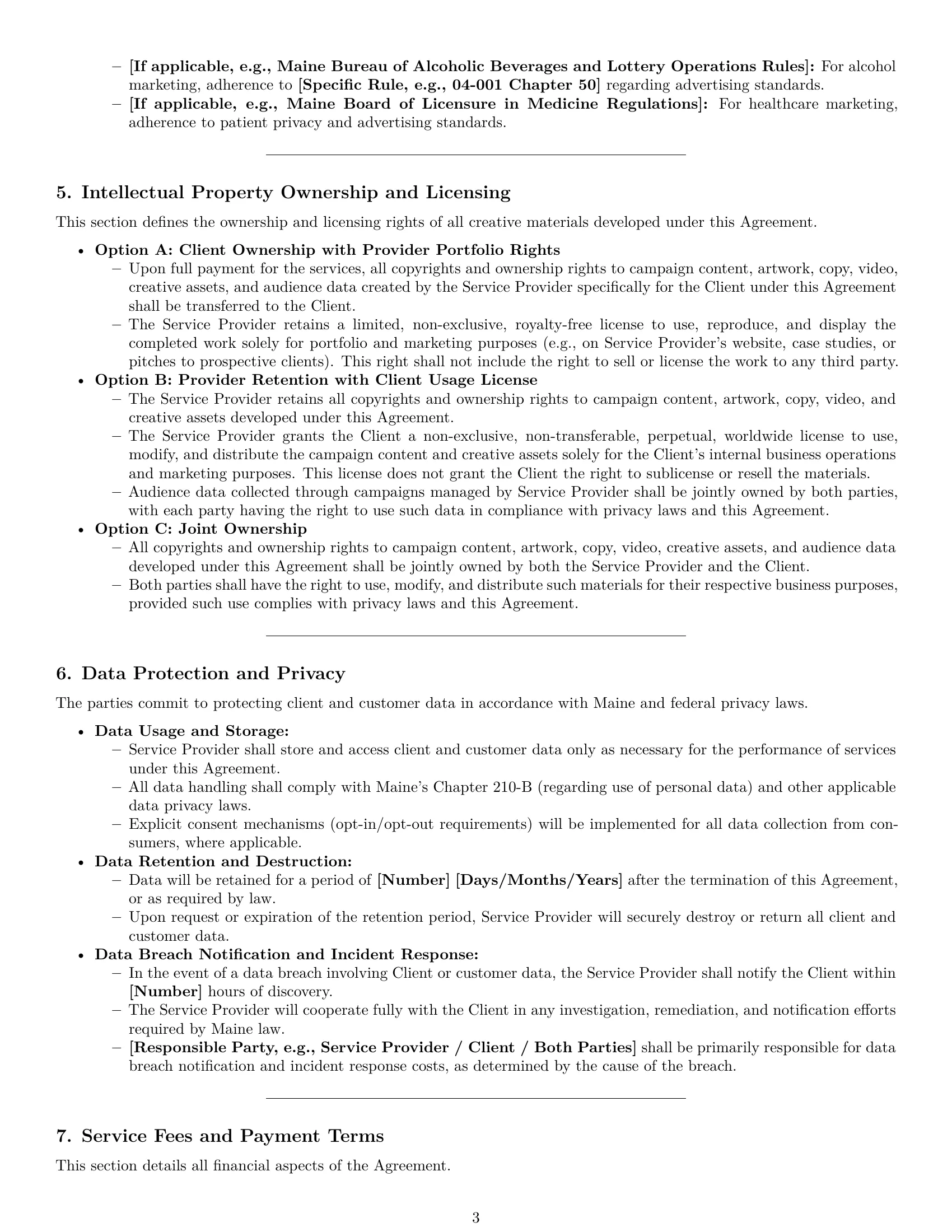 Preview page 3 of Pro Maine marketing service contract template