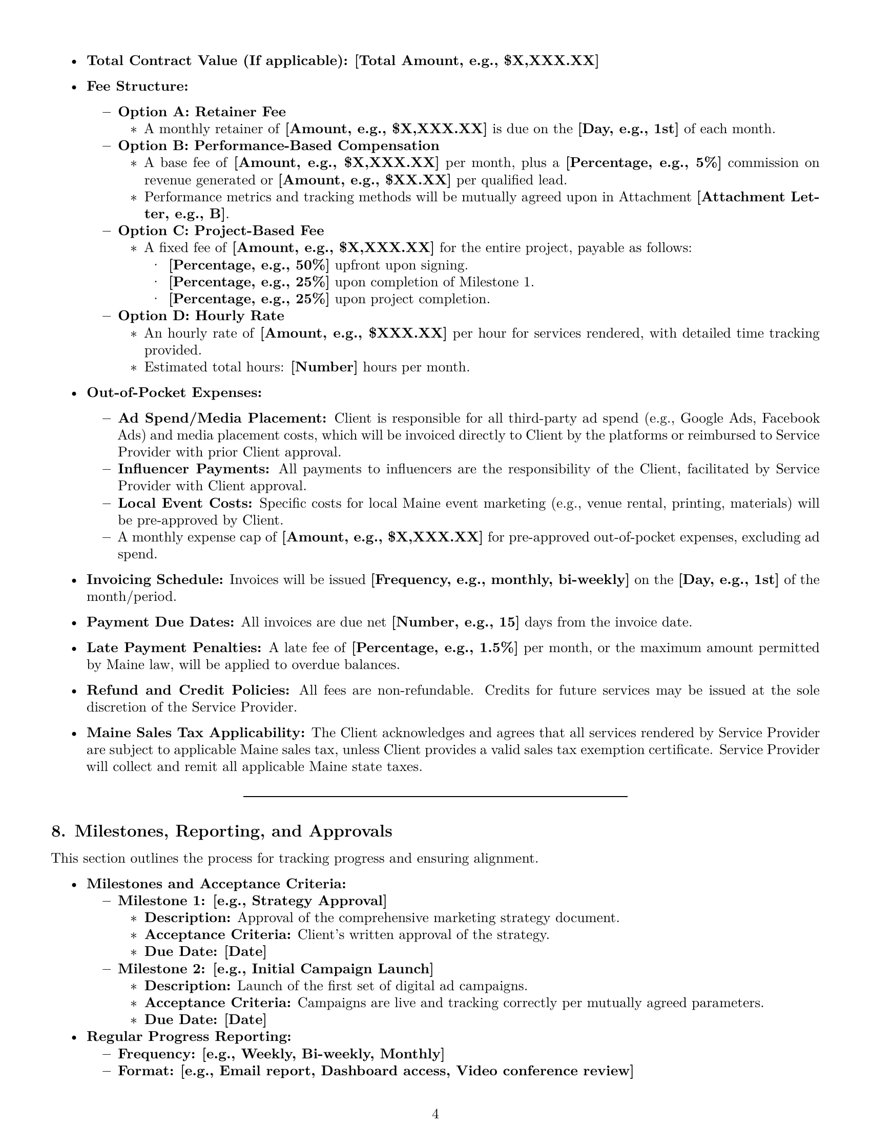 Preview page 4 of Pro Maine marketing service contract template