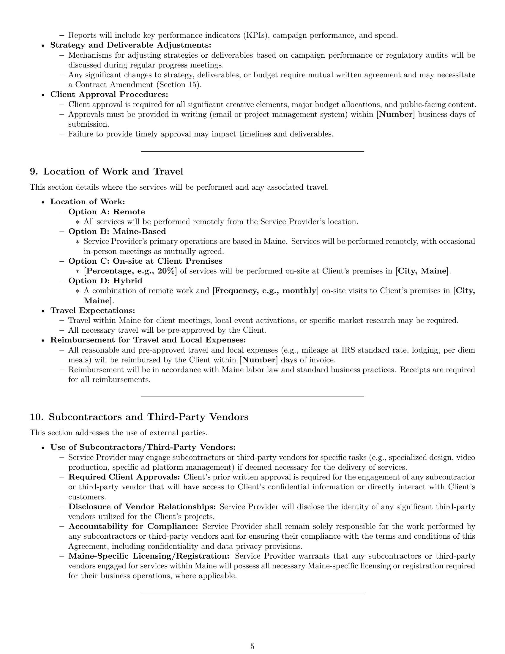 Preview page 5 of Pro Maine marketing service contract template