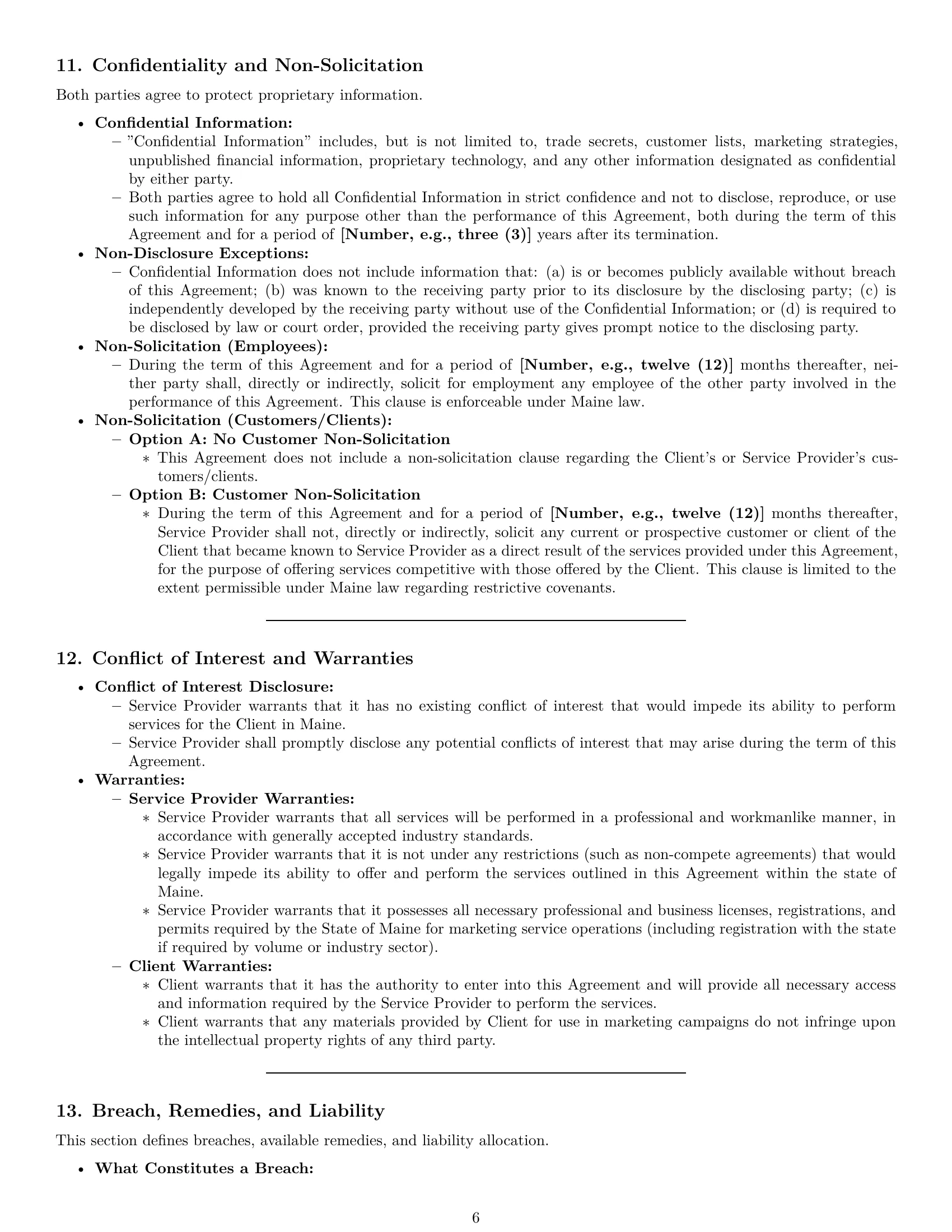 Preview page 6 of Pro Maine marketing service contract template