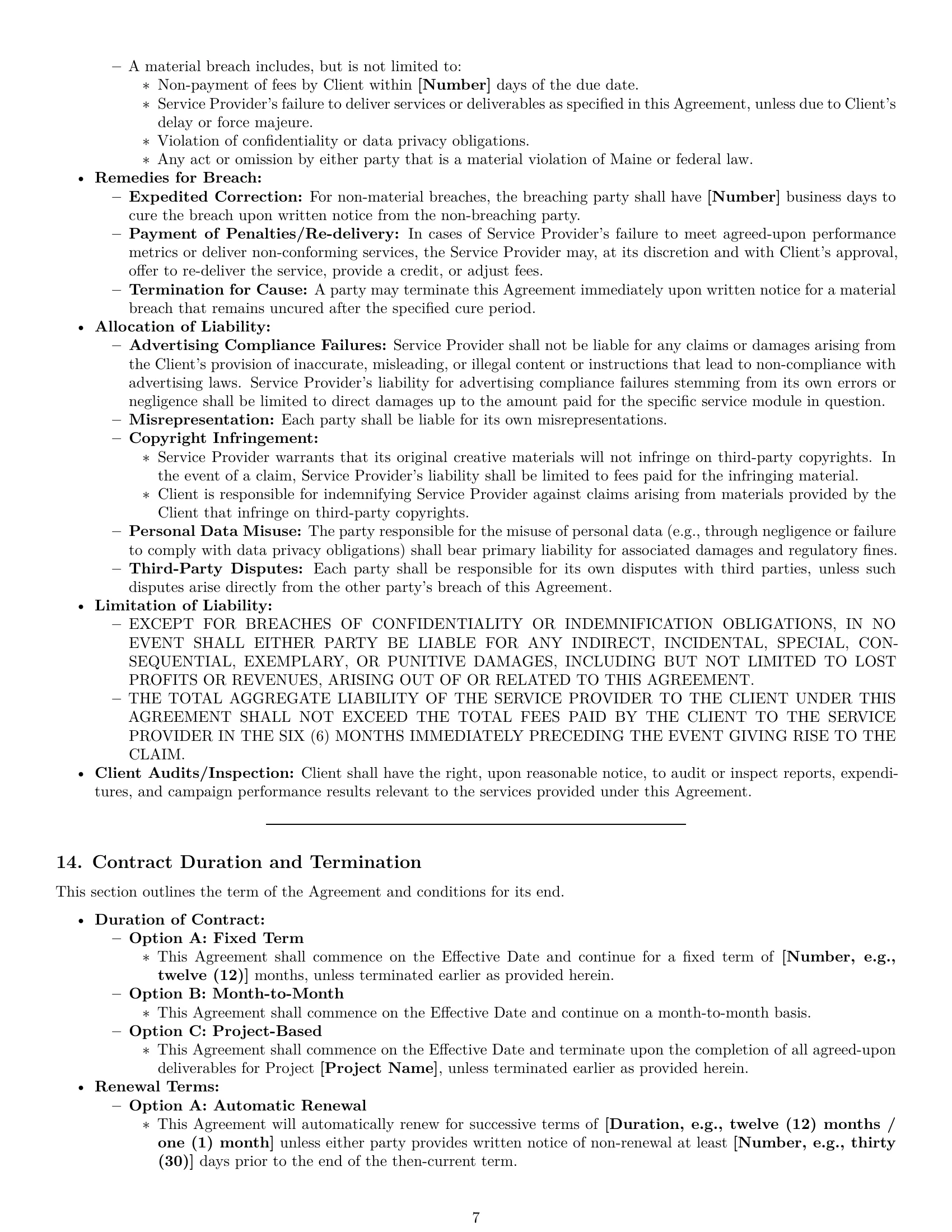 Preview page 7 of Pro Maine marketing service contract template