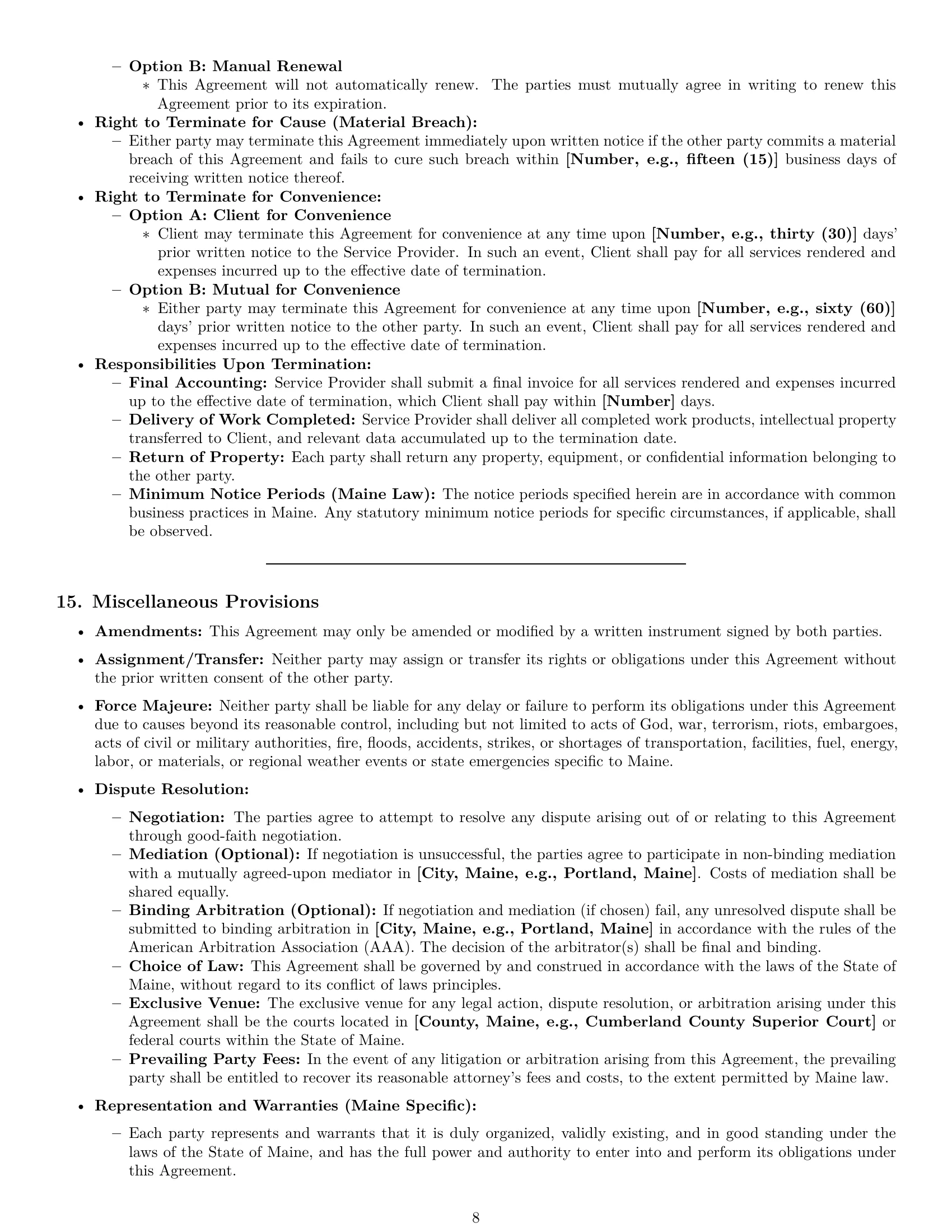Preview page 8 of Pro Maine marketing service contract template