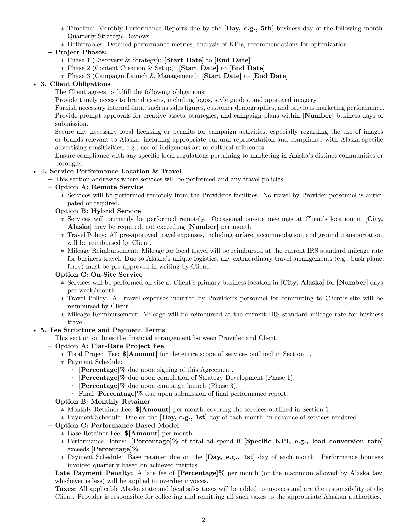 Preview page 2 of Pro Alaska marketing service contract template