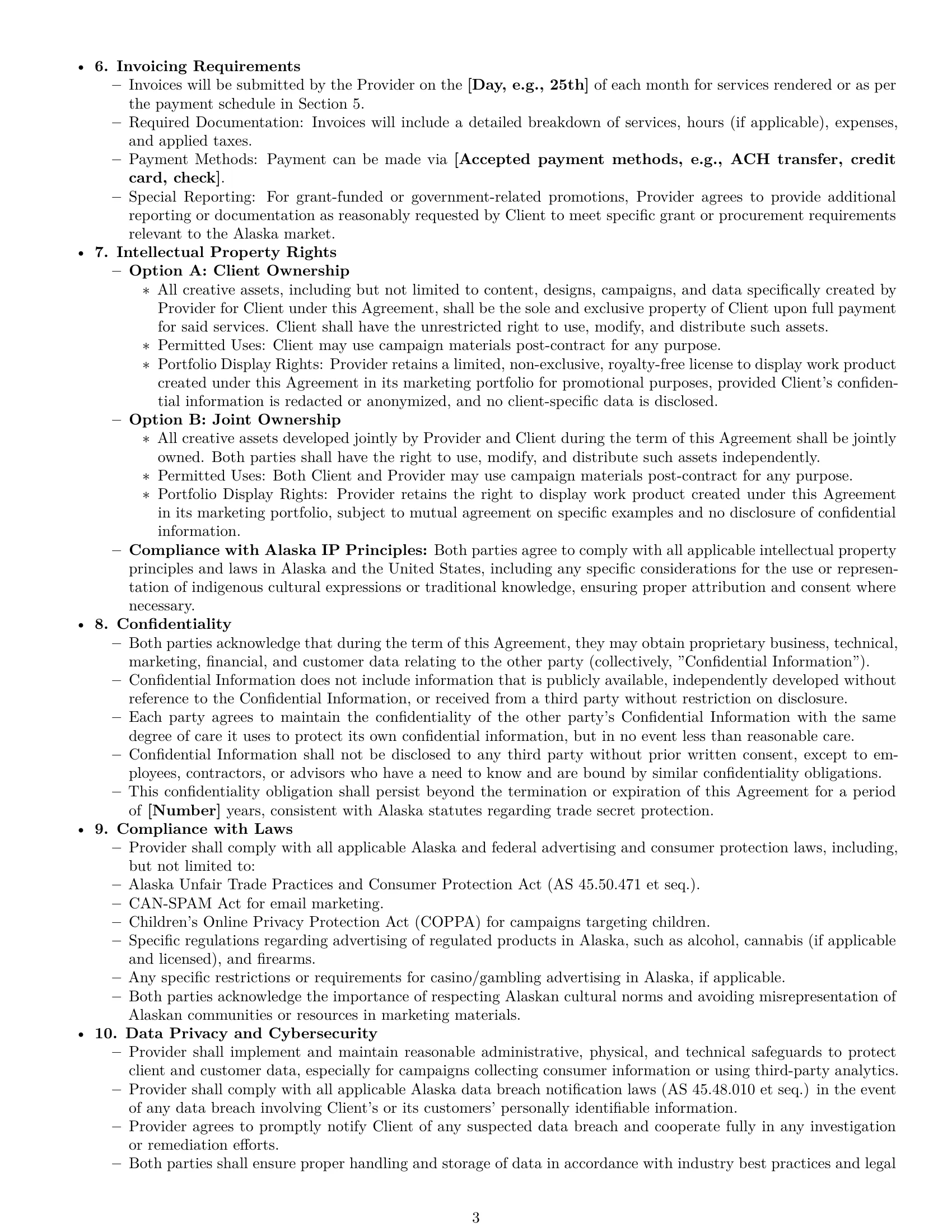 Preview page 3 of Pro Alaska marketing service contract template