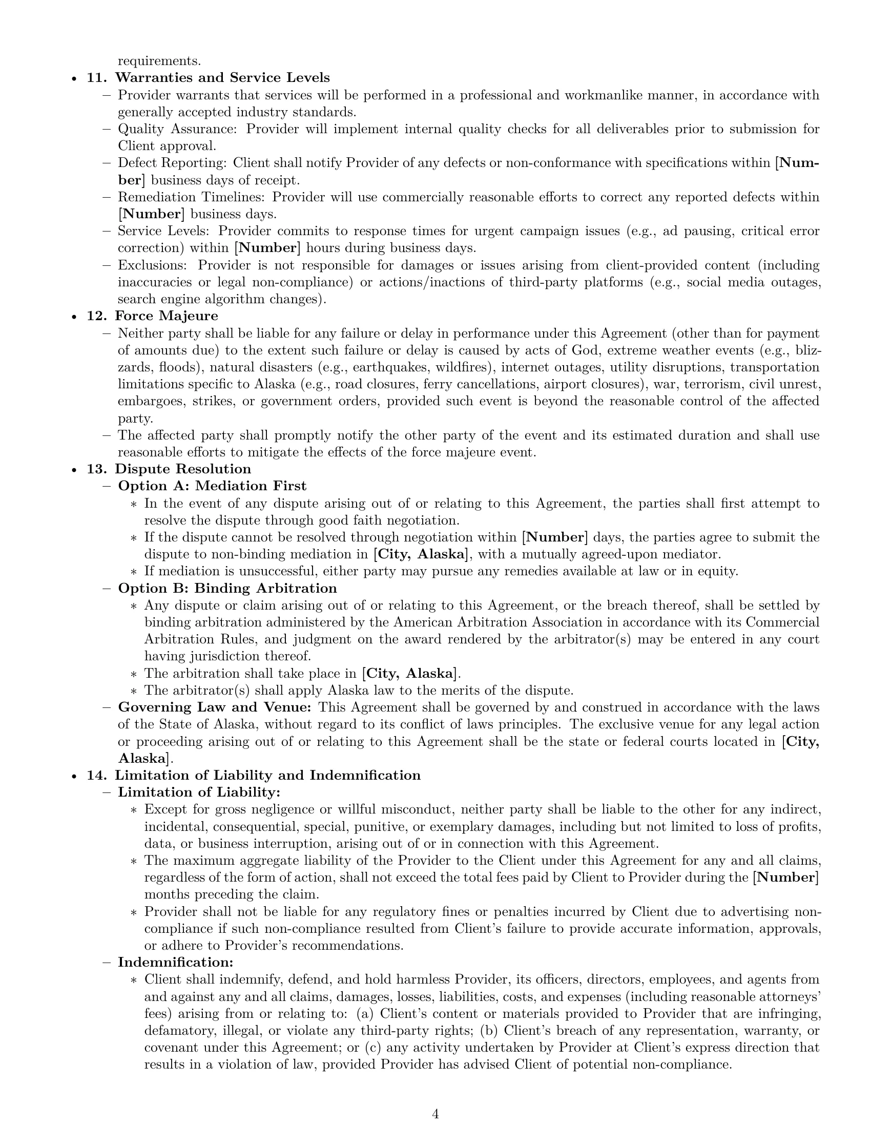 Preview page 4 of Pro Alaska marketing service contract template