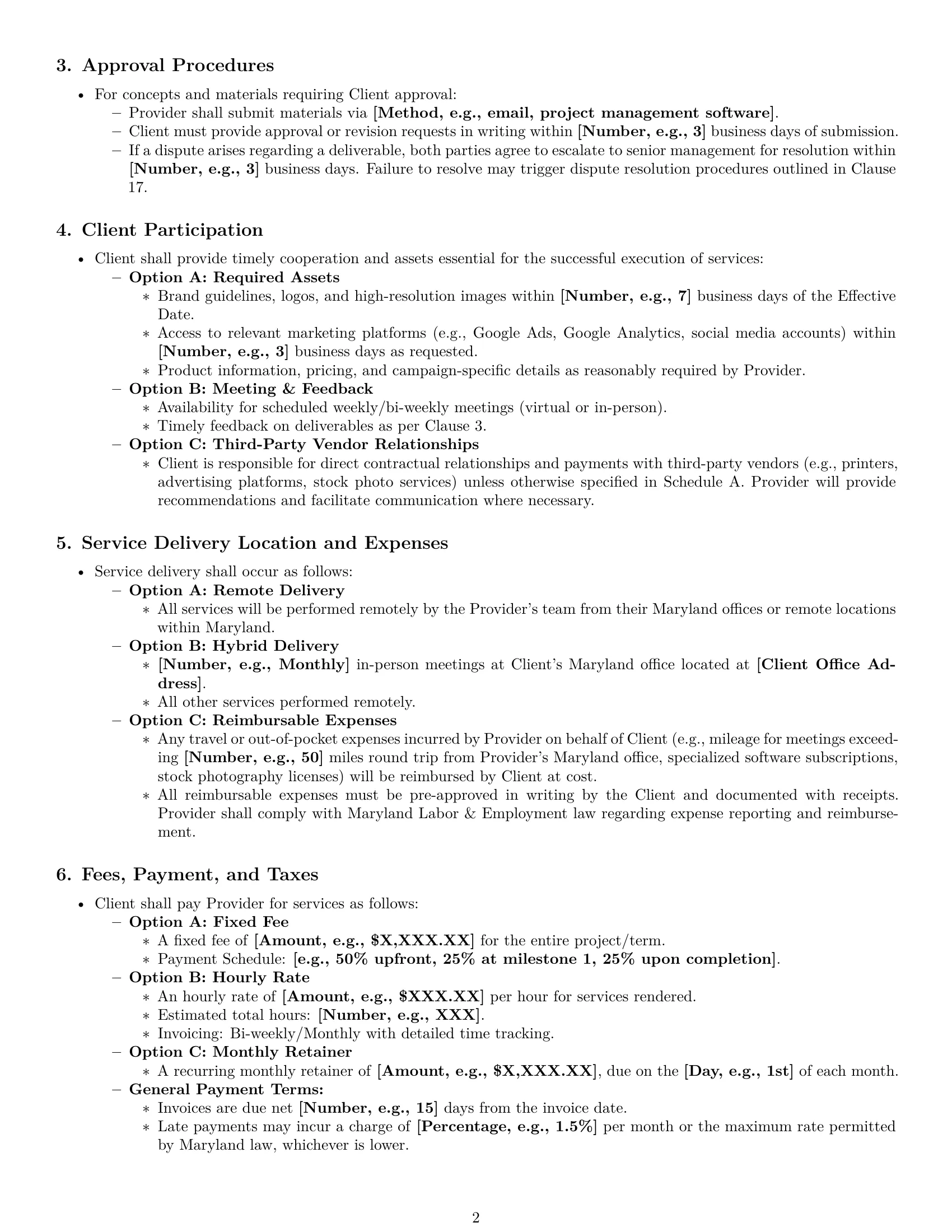 Preview page 2 of Pro Maryland marketing service contract template