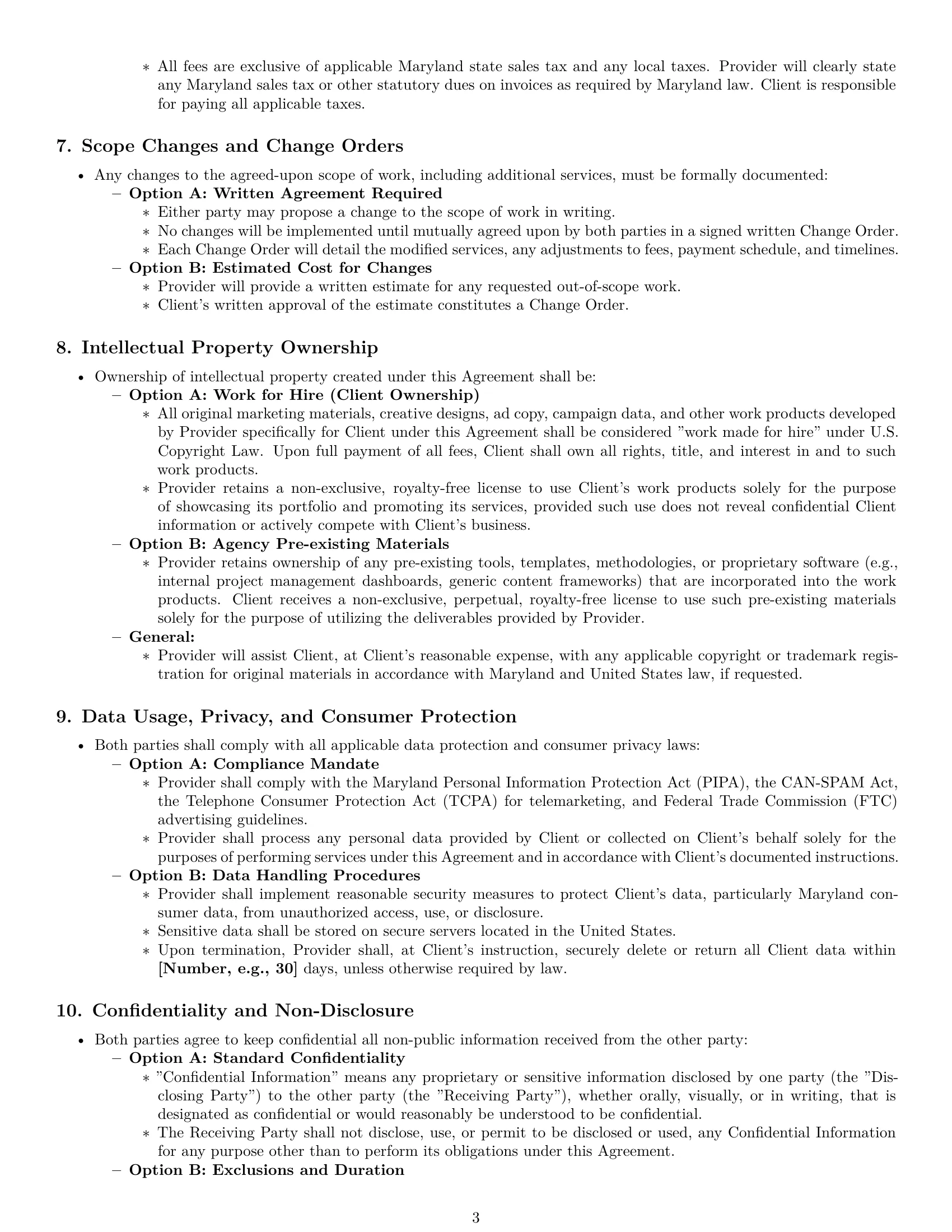 Preview page 3 of Pro Maryland marketing service contract template