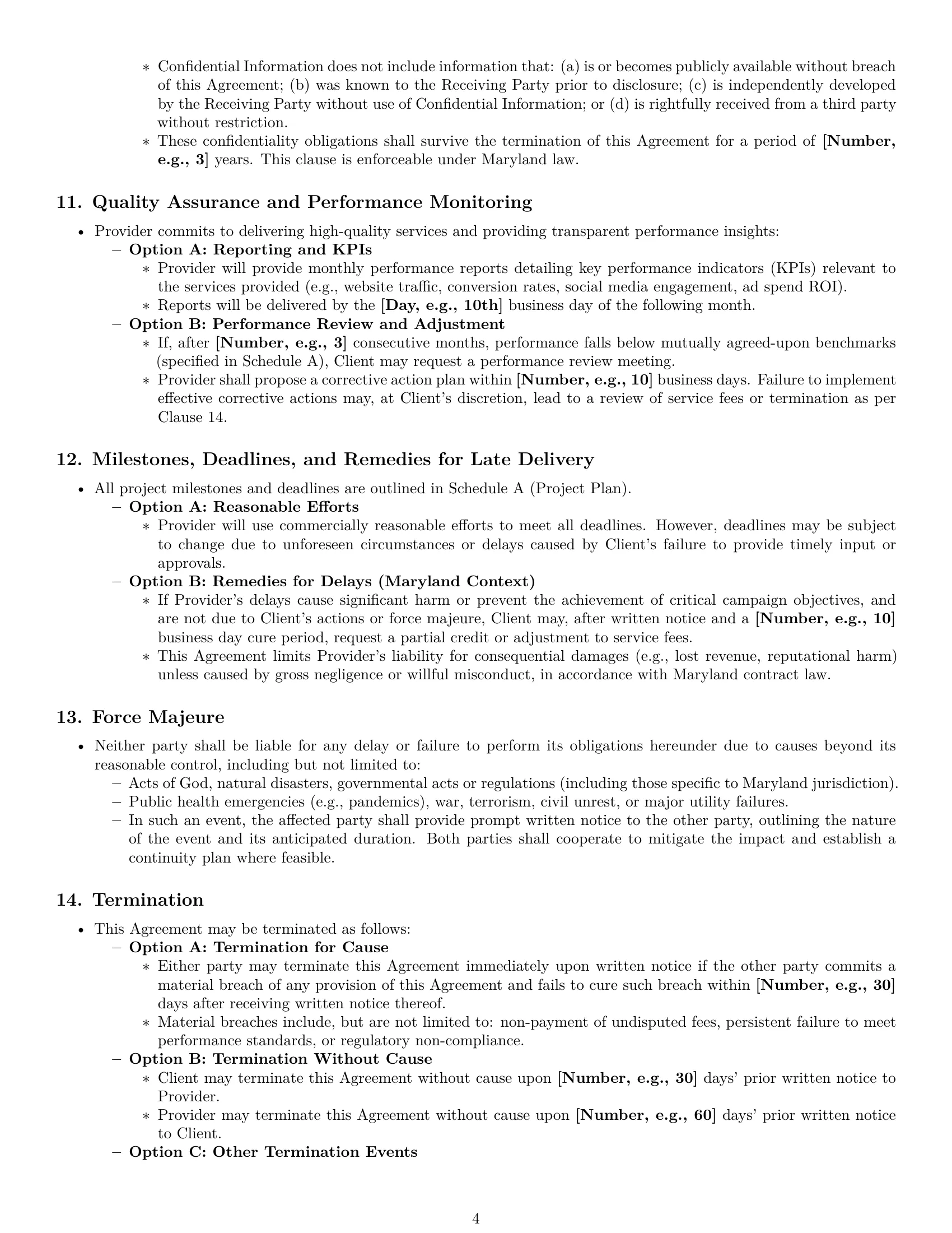 Preview page 4 of Pro Maryland marketing service contract template