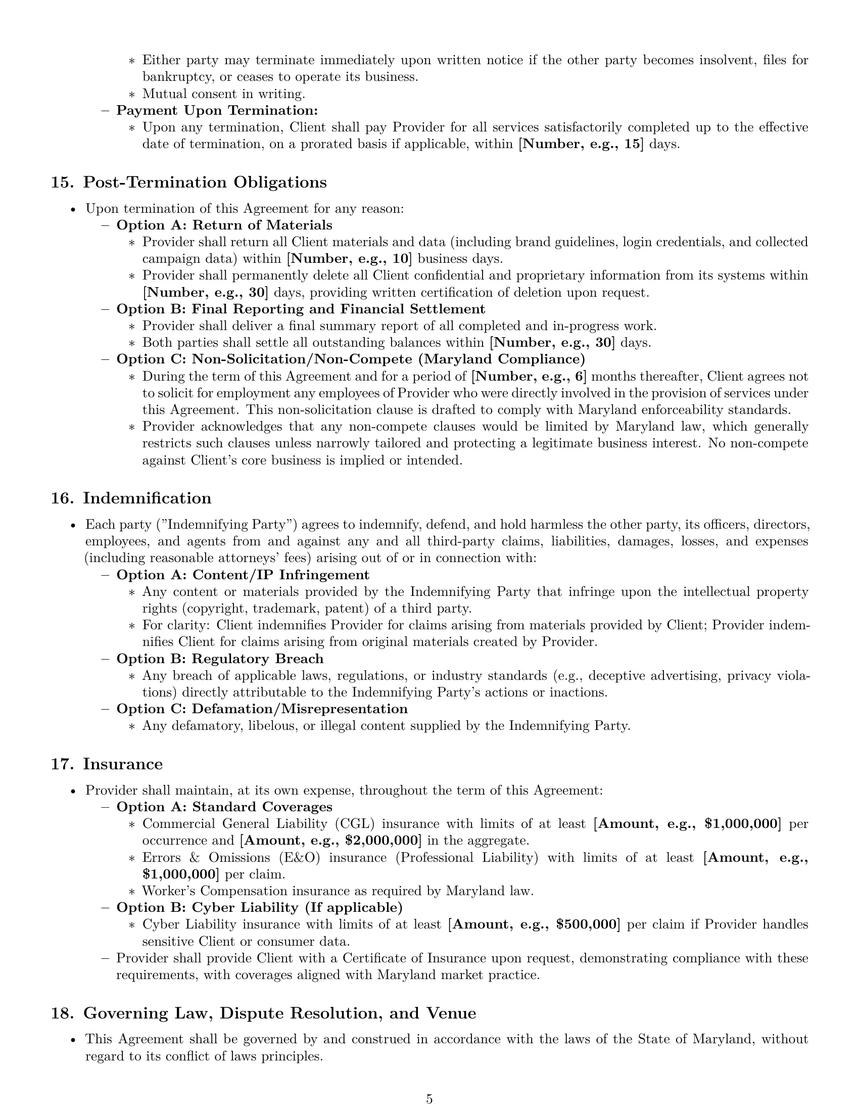 Preview page 5 of Pro Maryland marketing service contract template