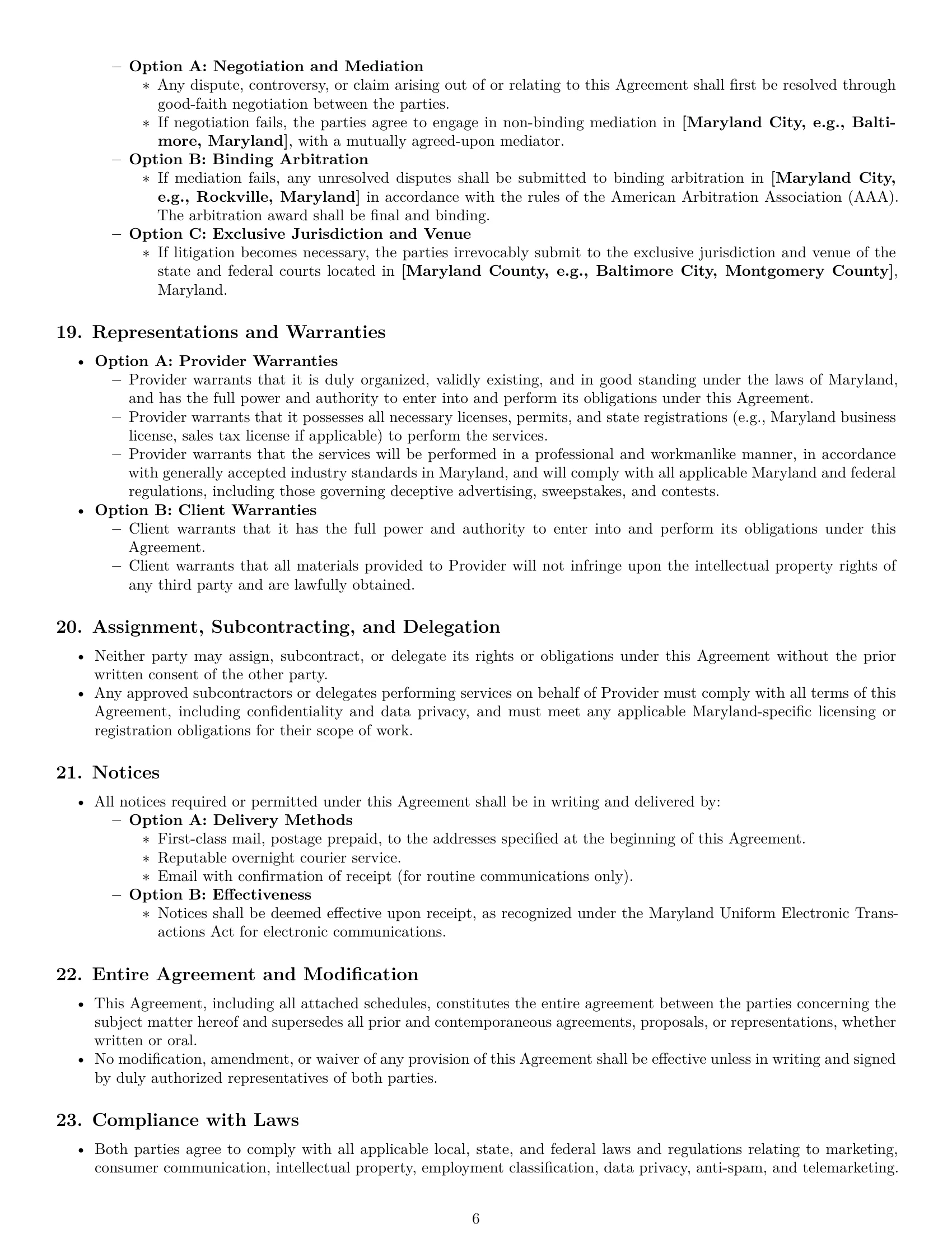 Preview page 6 of Pro Maryland marketing service contract template