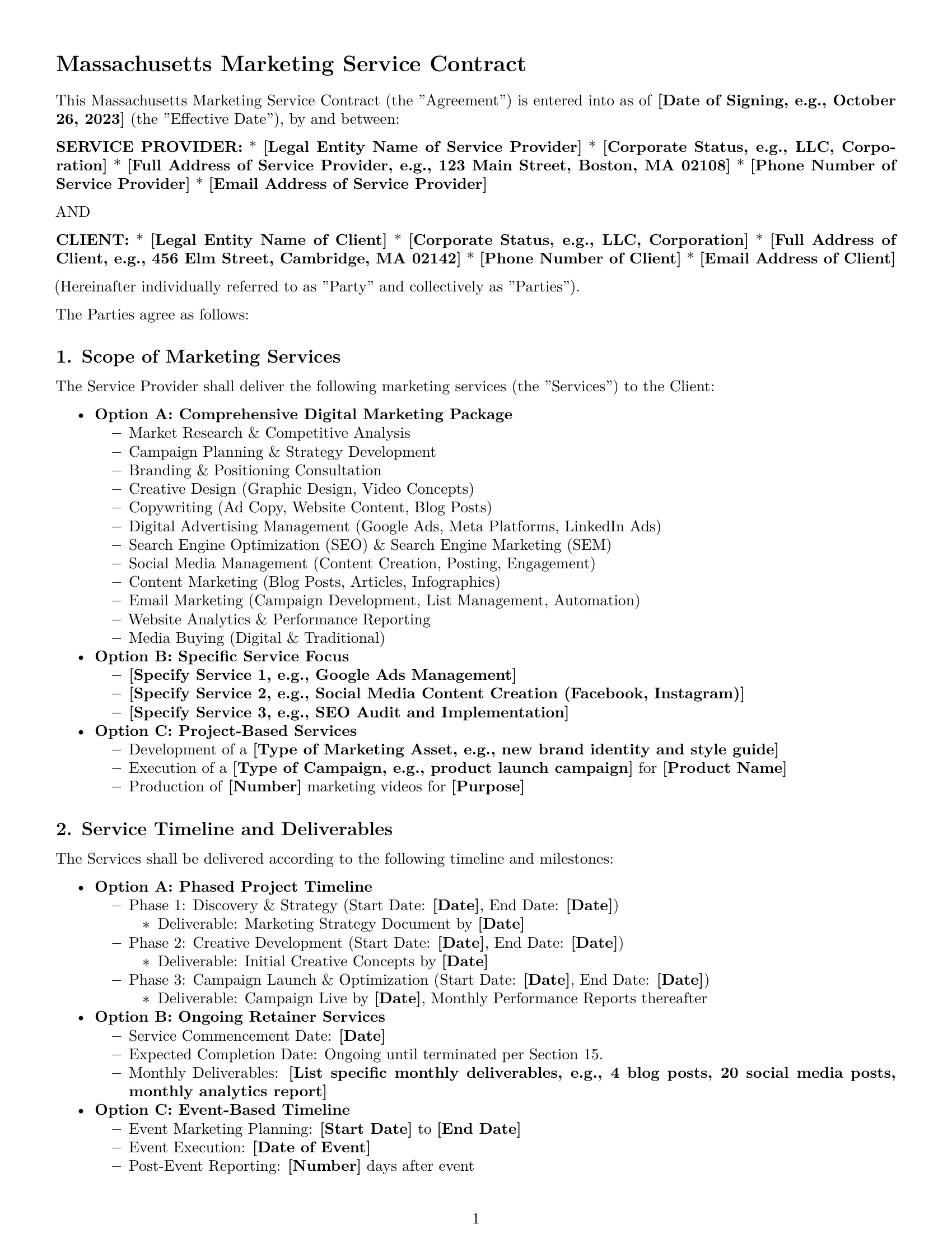 Preview page 1 of Pro Massachusetts marketing service contract template