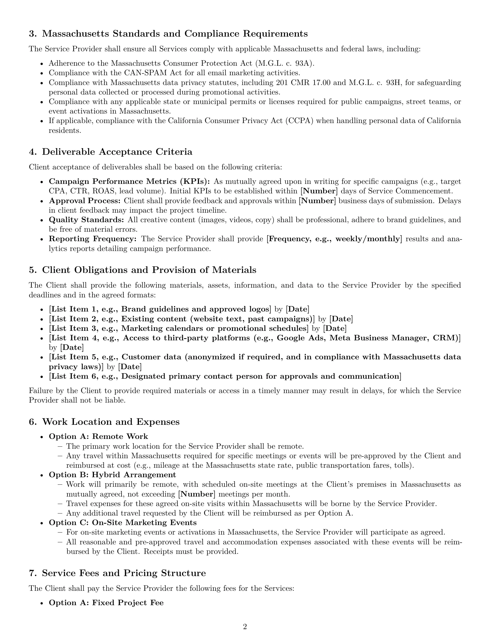 Preview page 2 of Pro Massachusetts marketing service contract template