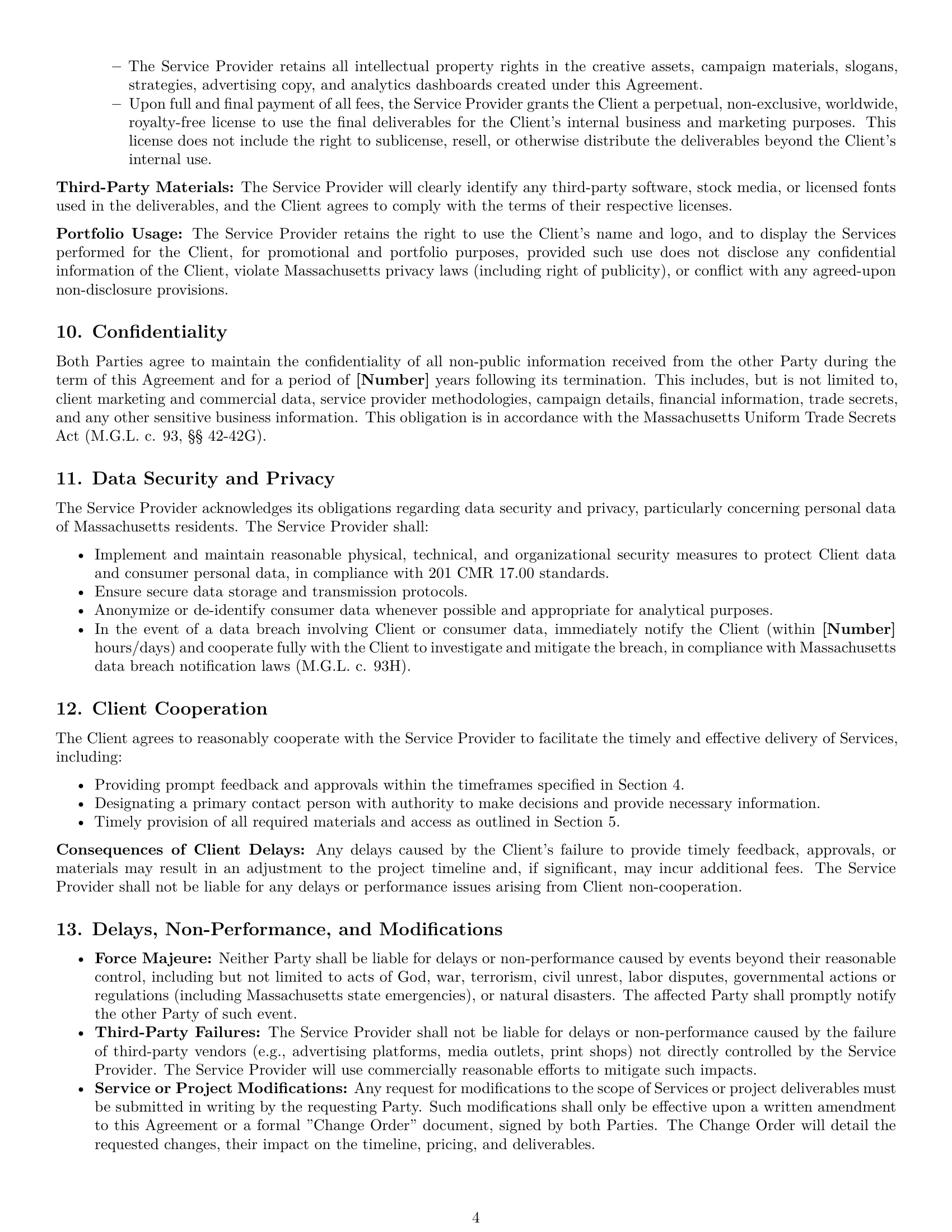 Preview page 4 of Pro Massachusetts marketing service contract template