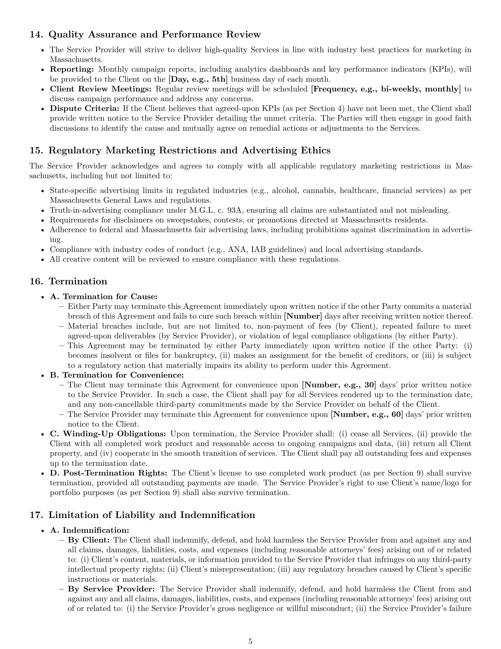 Preview page 5 of Pro Massachusetts marketing service contract template