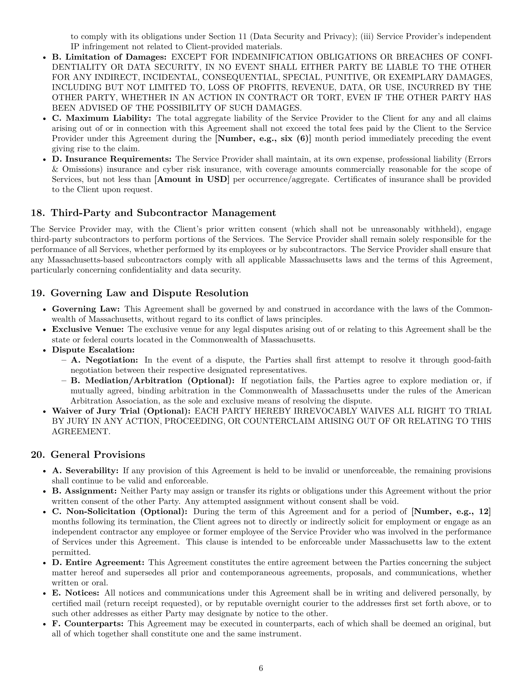 Preview page 6 of Pro Massachusetts marketing service contract template