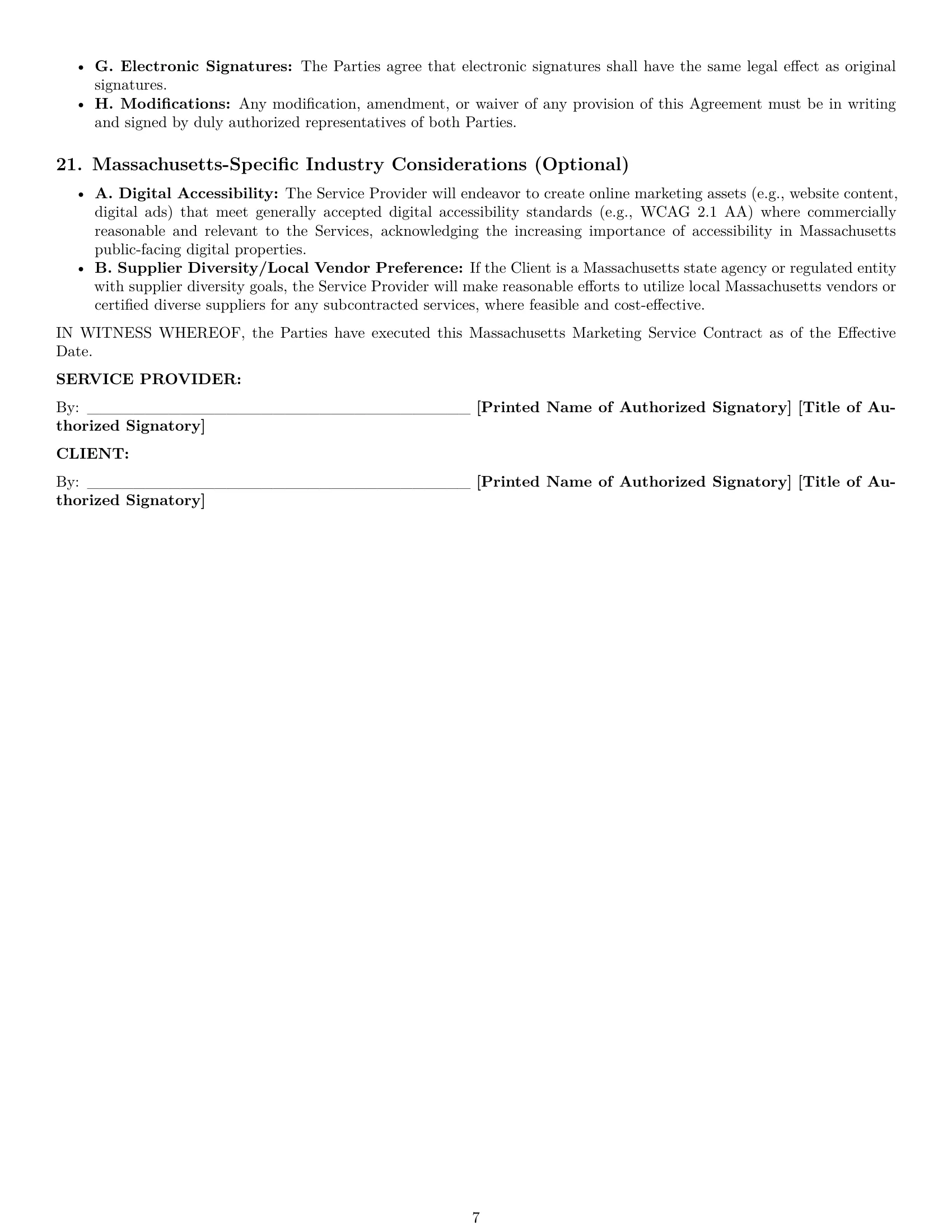 Preview page 7 of Pro Massachusetts marketing service contract template