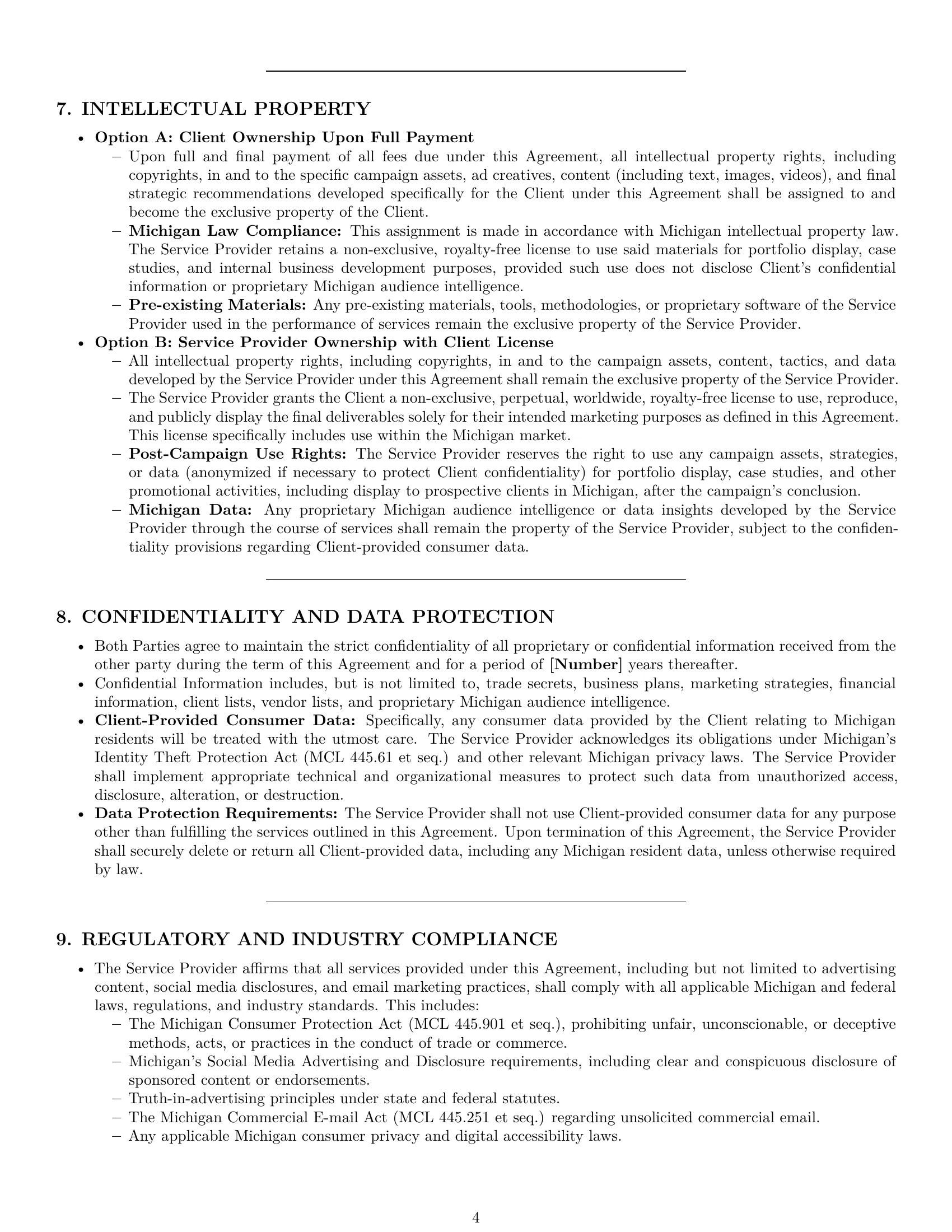 Preview page 4 of Pro Michigan marketing service contract template