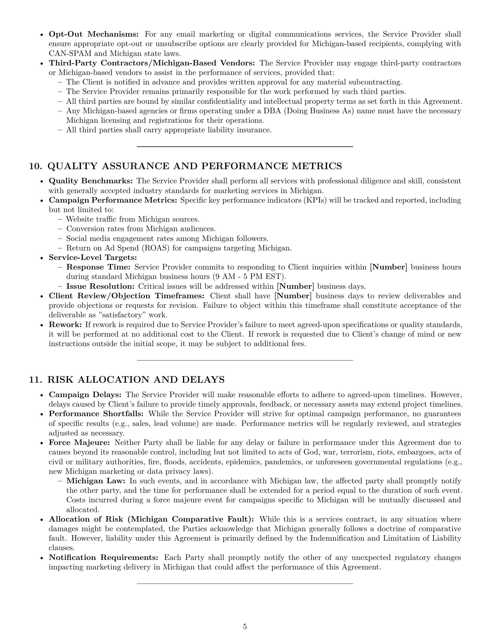 Preview page 5 of Pro Michigan marketing service contract template