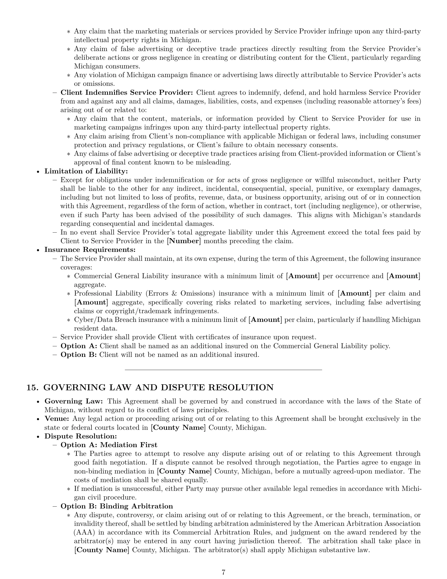 Preview page 7 of Pro Michigan marketing service contract template