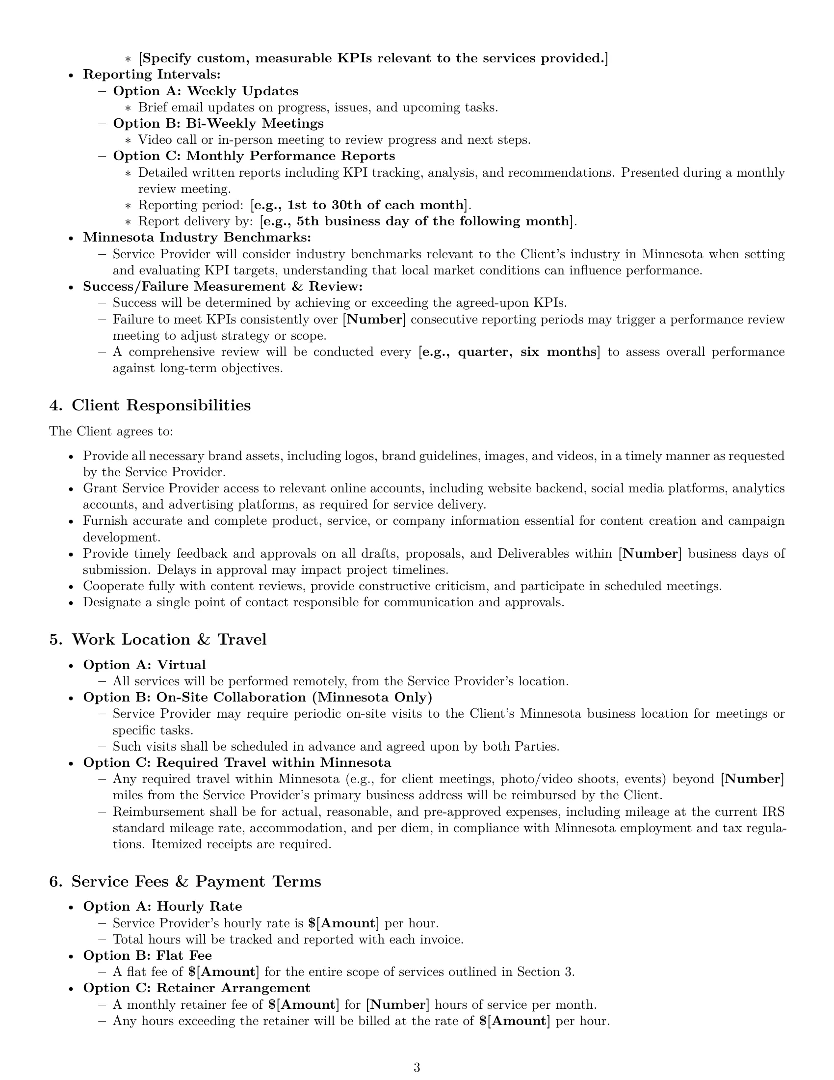 Preview page 3 of Pro Minnesota marketing service contract template