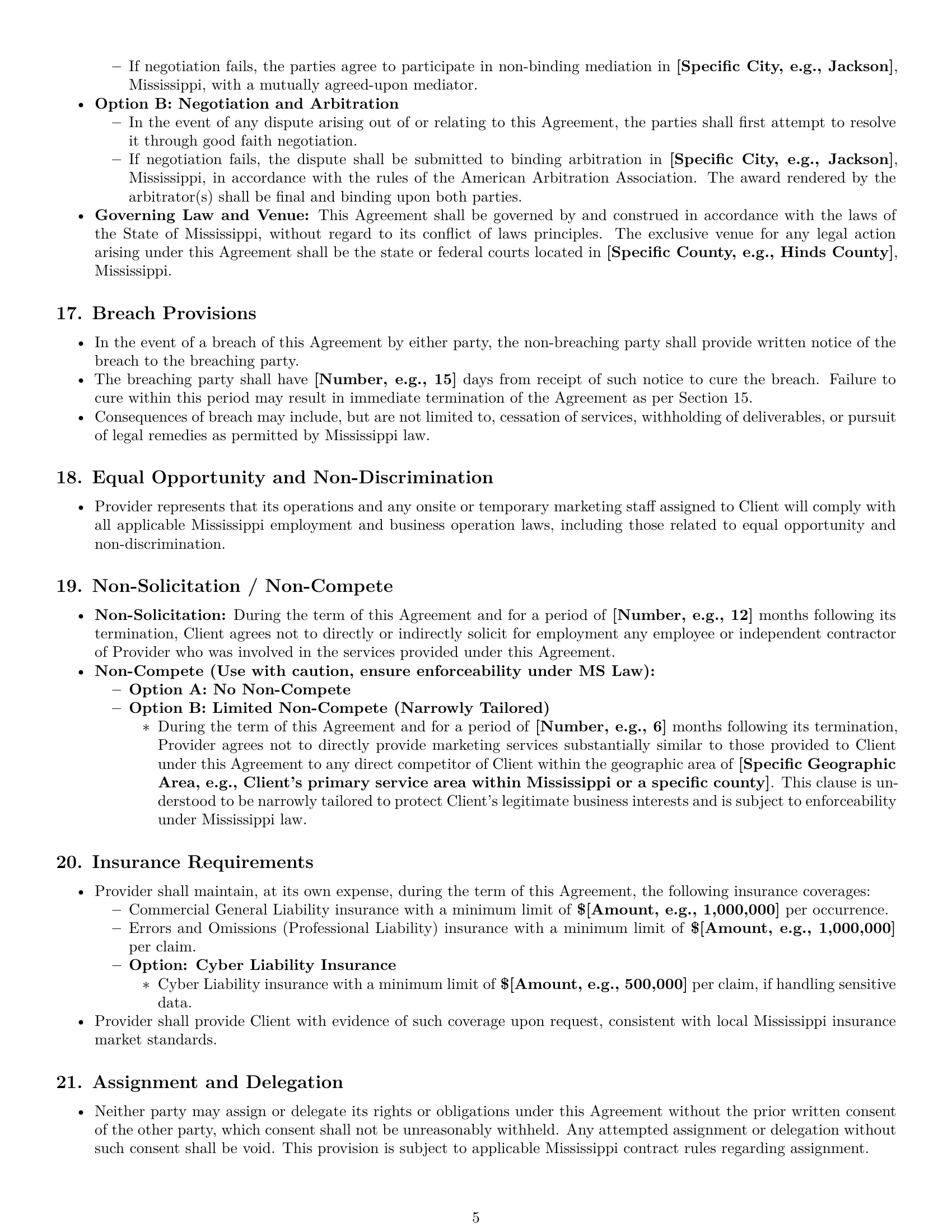 Preview page 5 of Pro Mississippi marketing service contract template