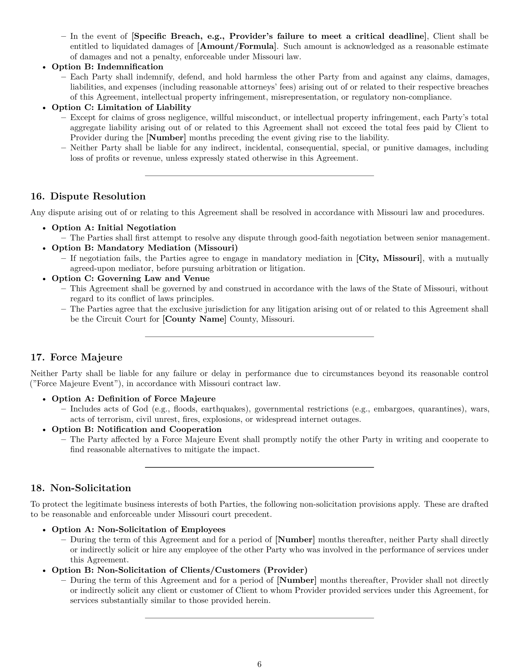 Preview page 6 of Pro Missouri marketing service contract template