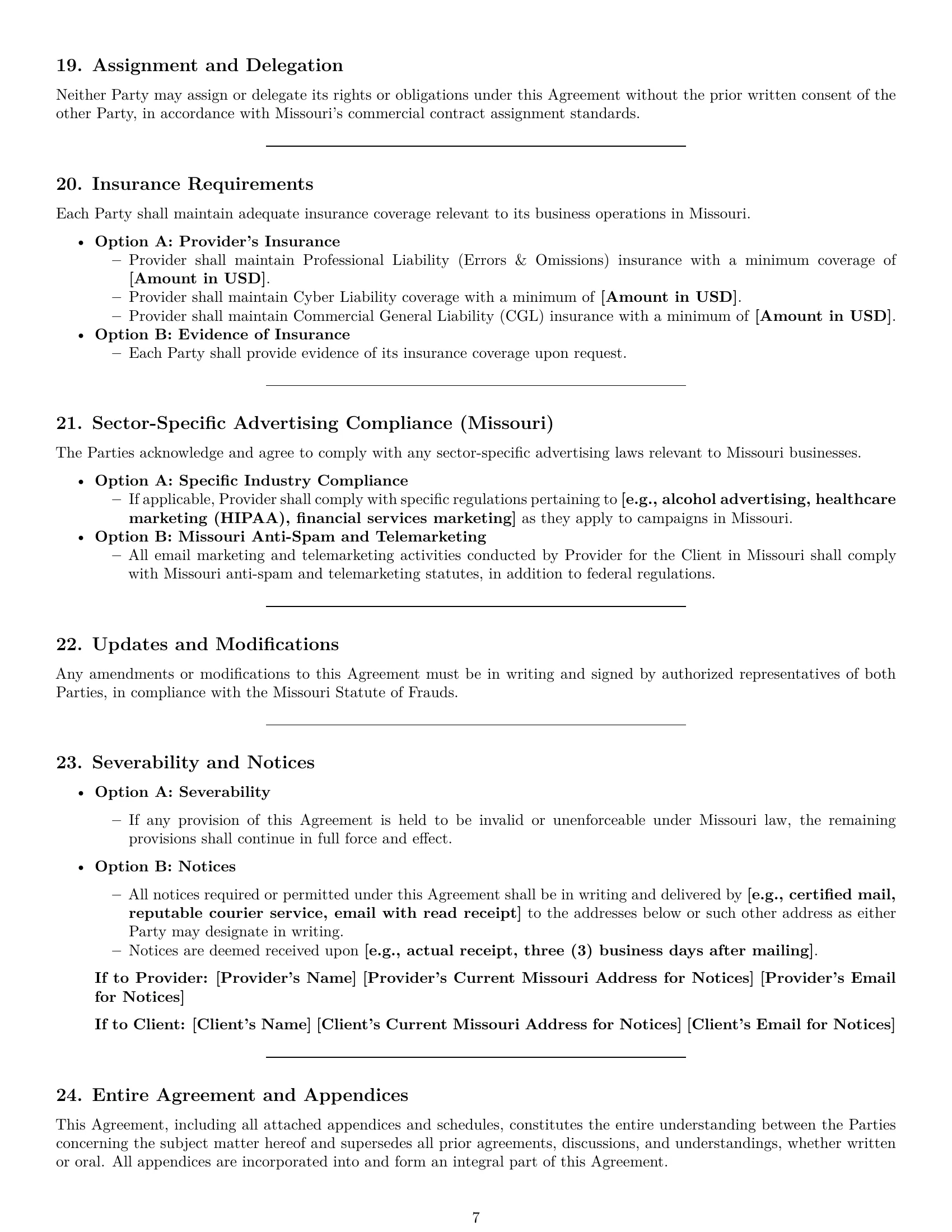 Preview page 7 of Pro Missouri marketing service contract template