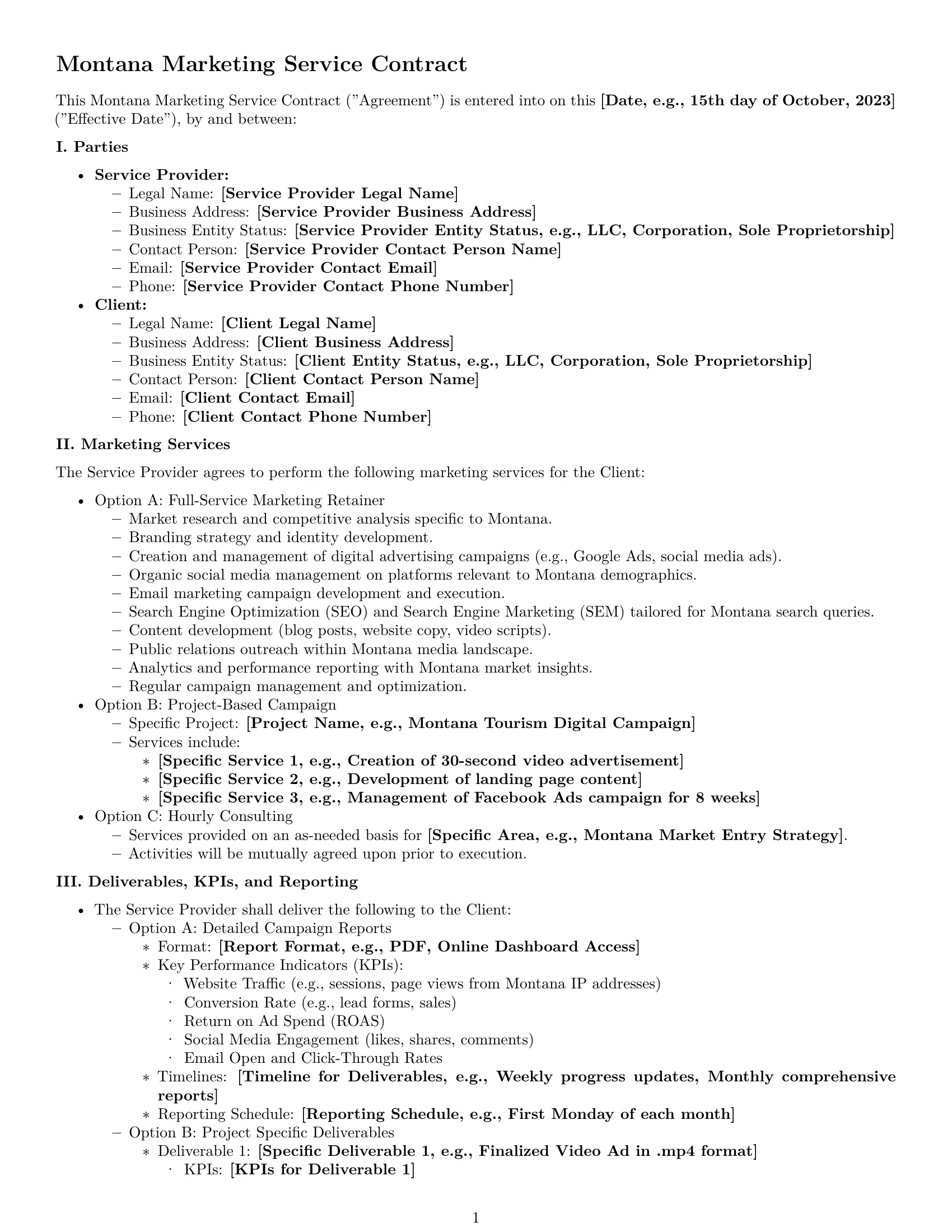 Preview page 1 of Pro Montana marketing service contract template
