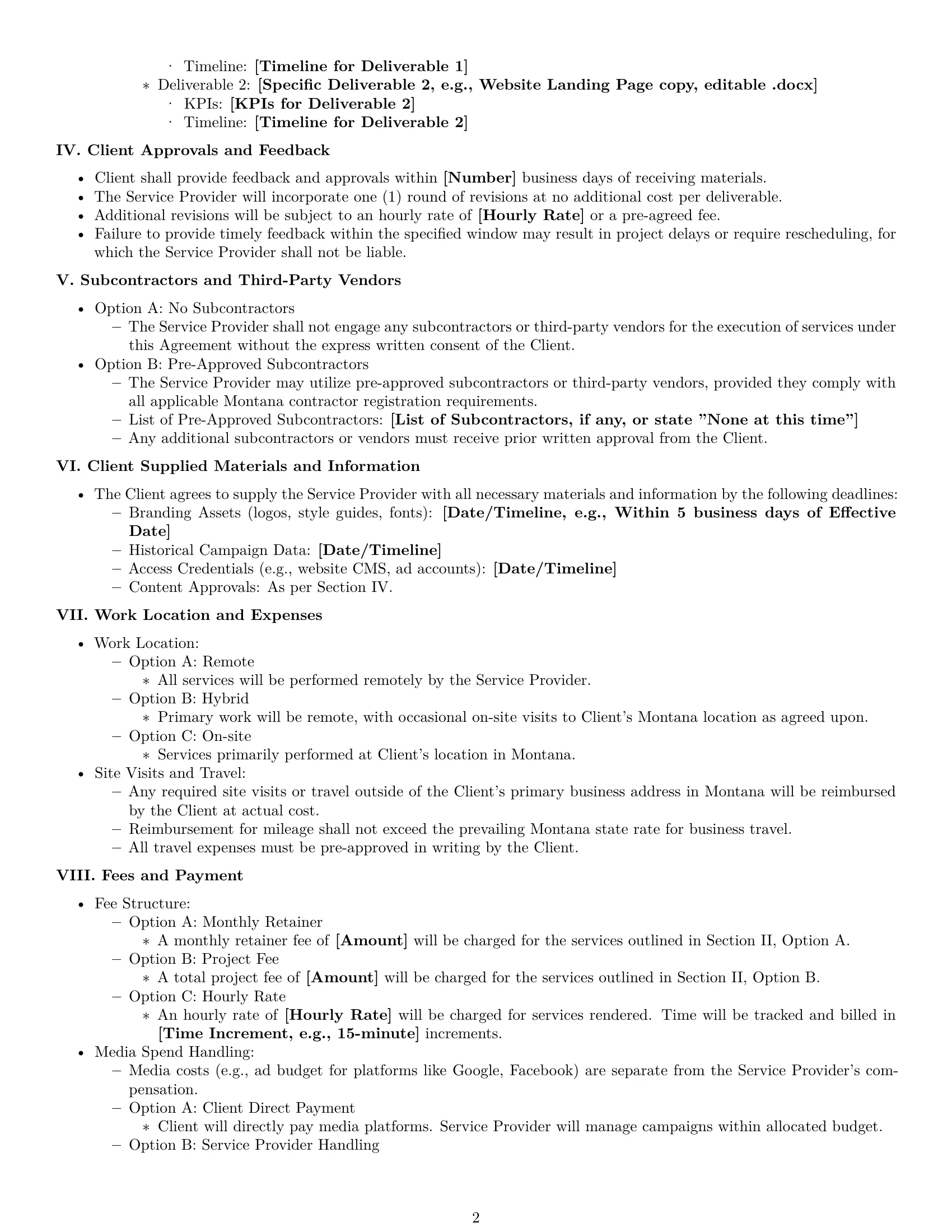 Preview page 2 of Pro Montana marketing service contract template