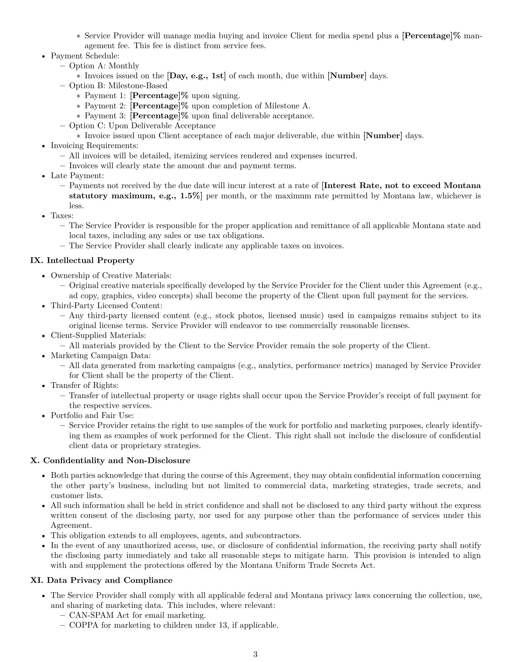 Preview page 3 of Pro Montana marketing service contract template