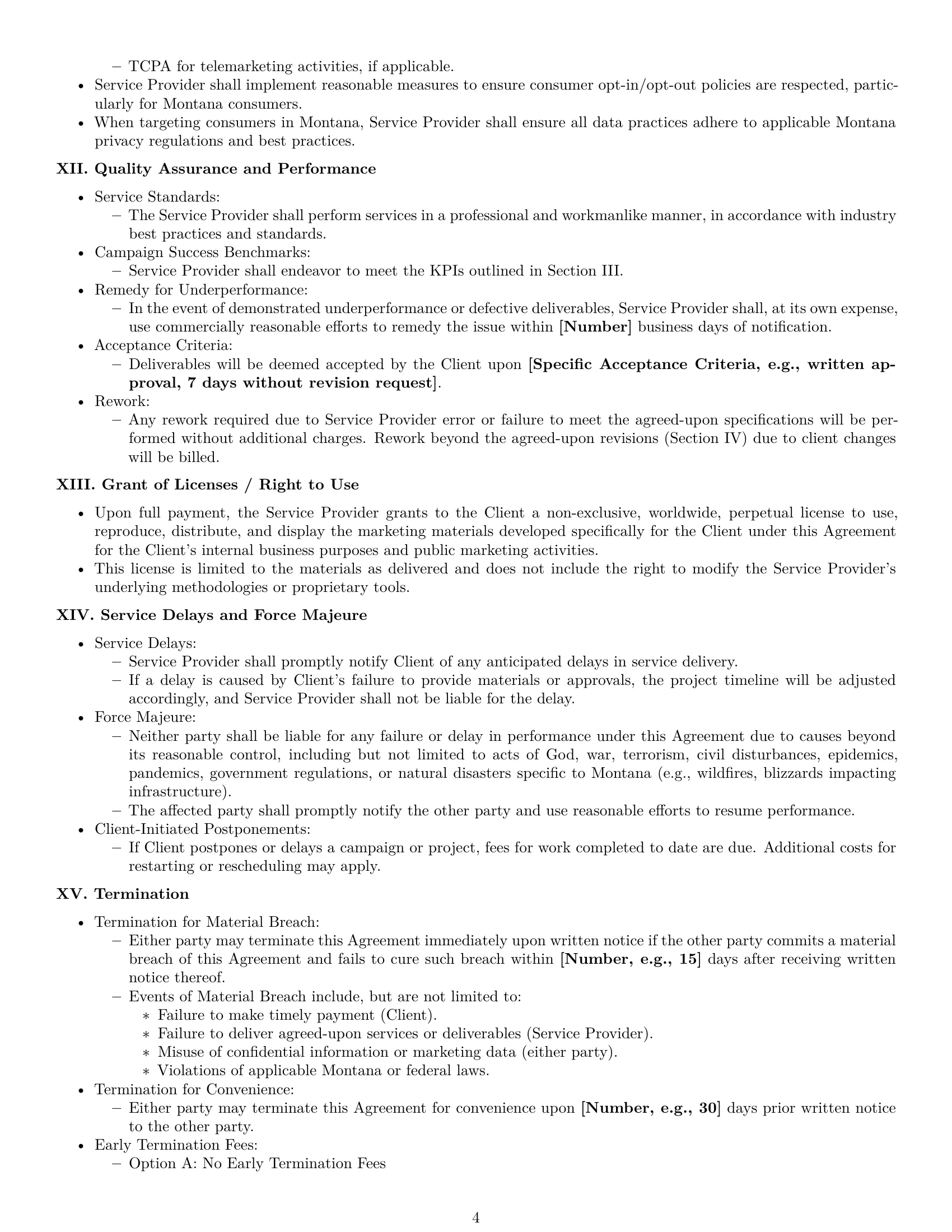 Preview page 4 of Pro Montana marketing service contract template