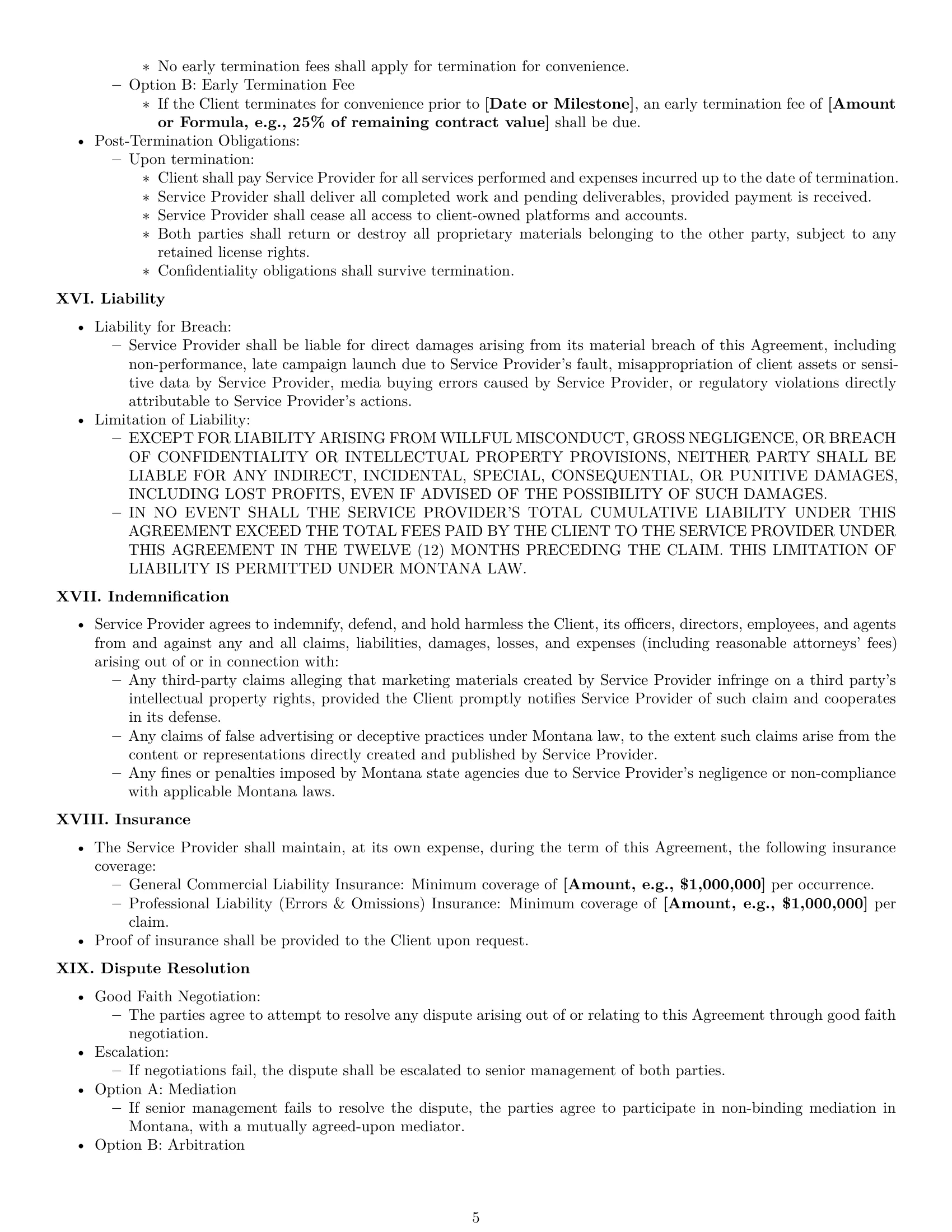 Preview page 5 of Pro Montana marketing service contract template