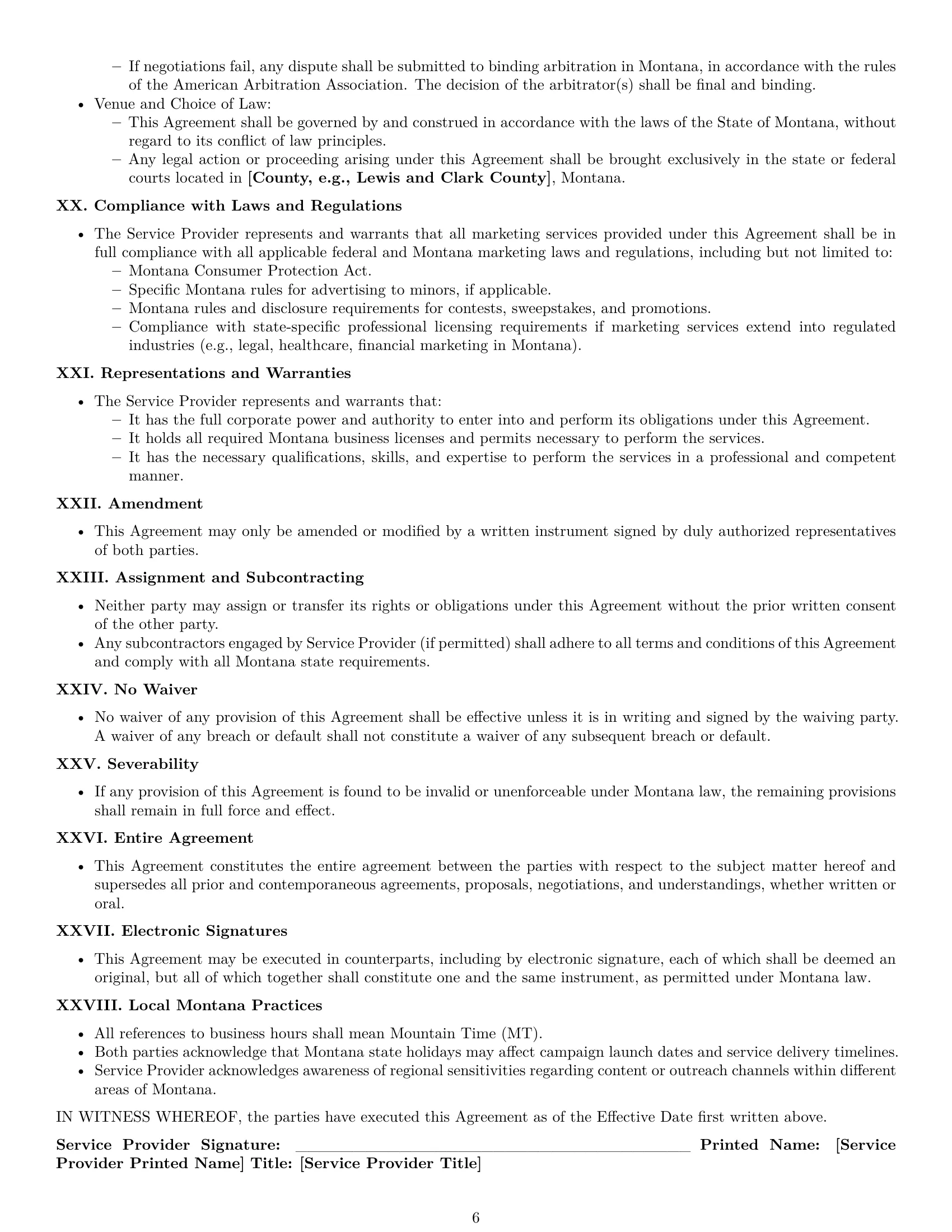 Preview page 6 of Pro Montana marketing service contract template