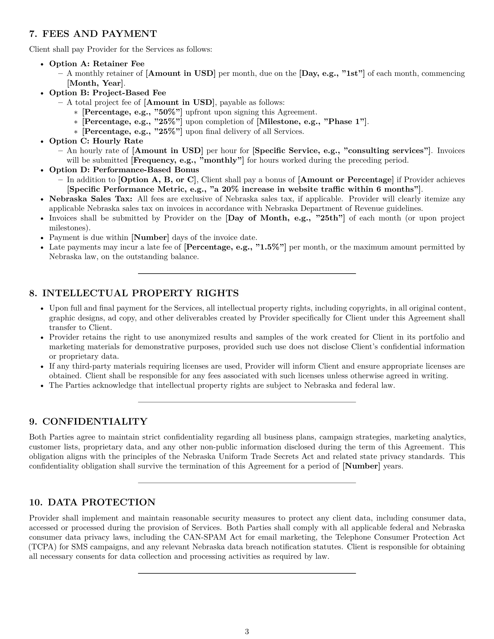 Preview page 3 of Pro Nebraska marketing service contract template