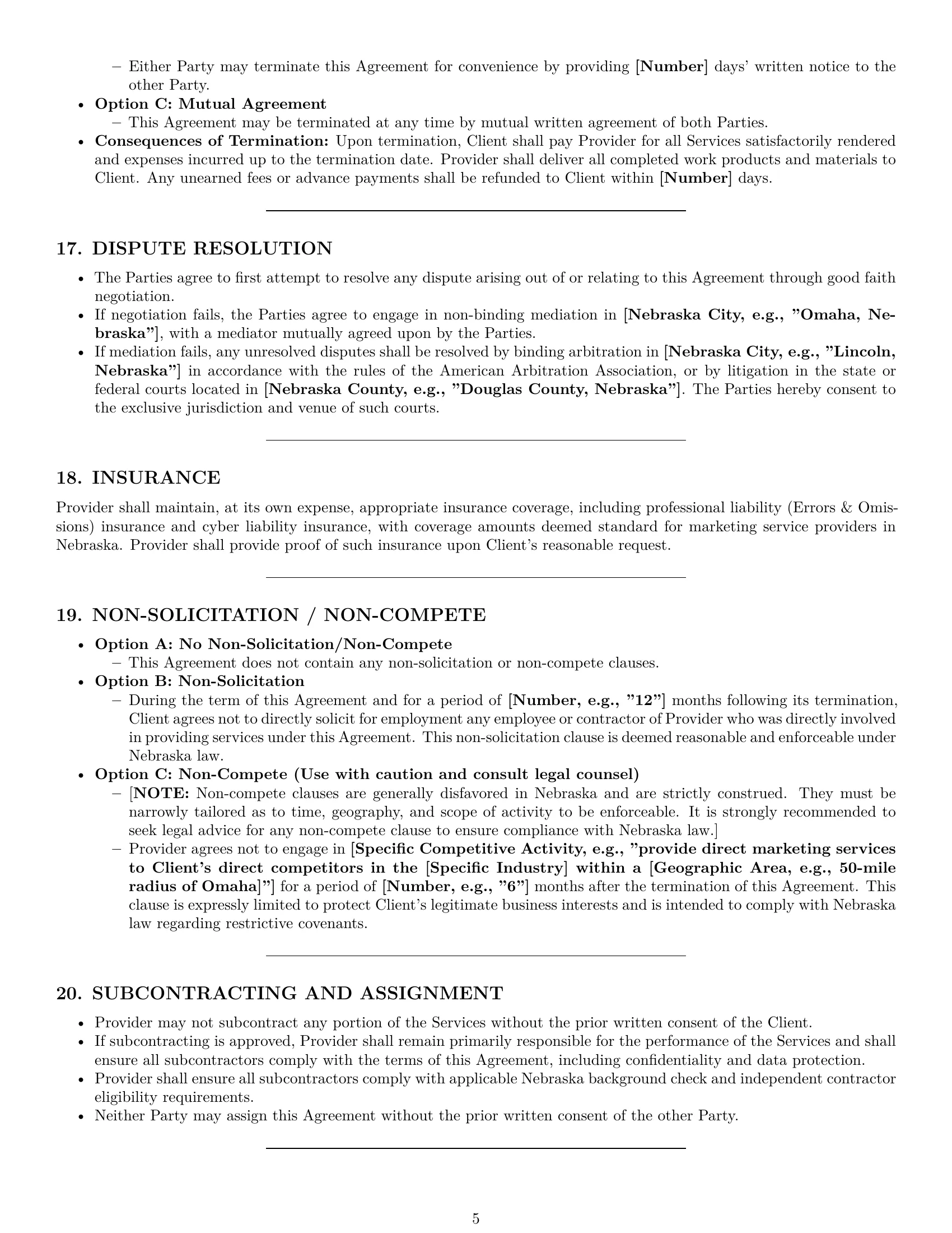 Preview page 5 of Pro Nebraska marketing service contract template