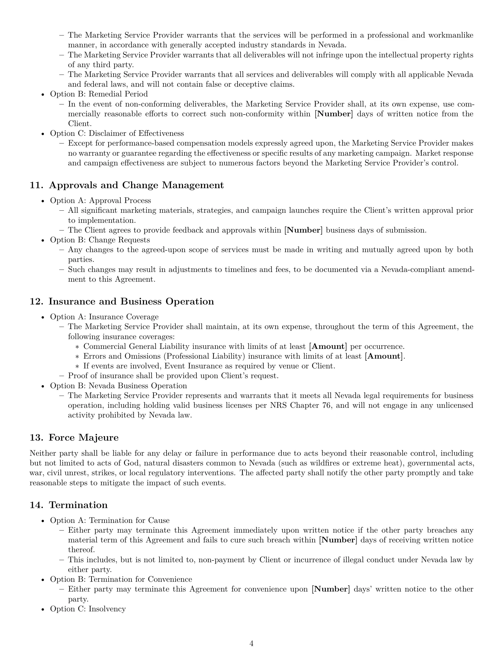 Preview page 4 of Pro Nevada marketing service contract template