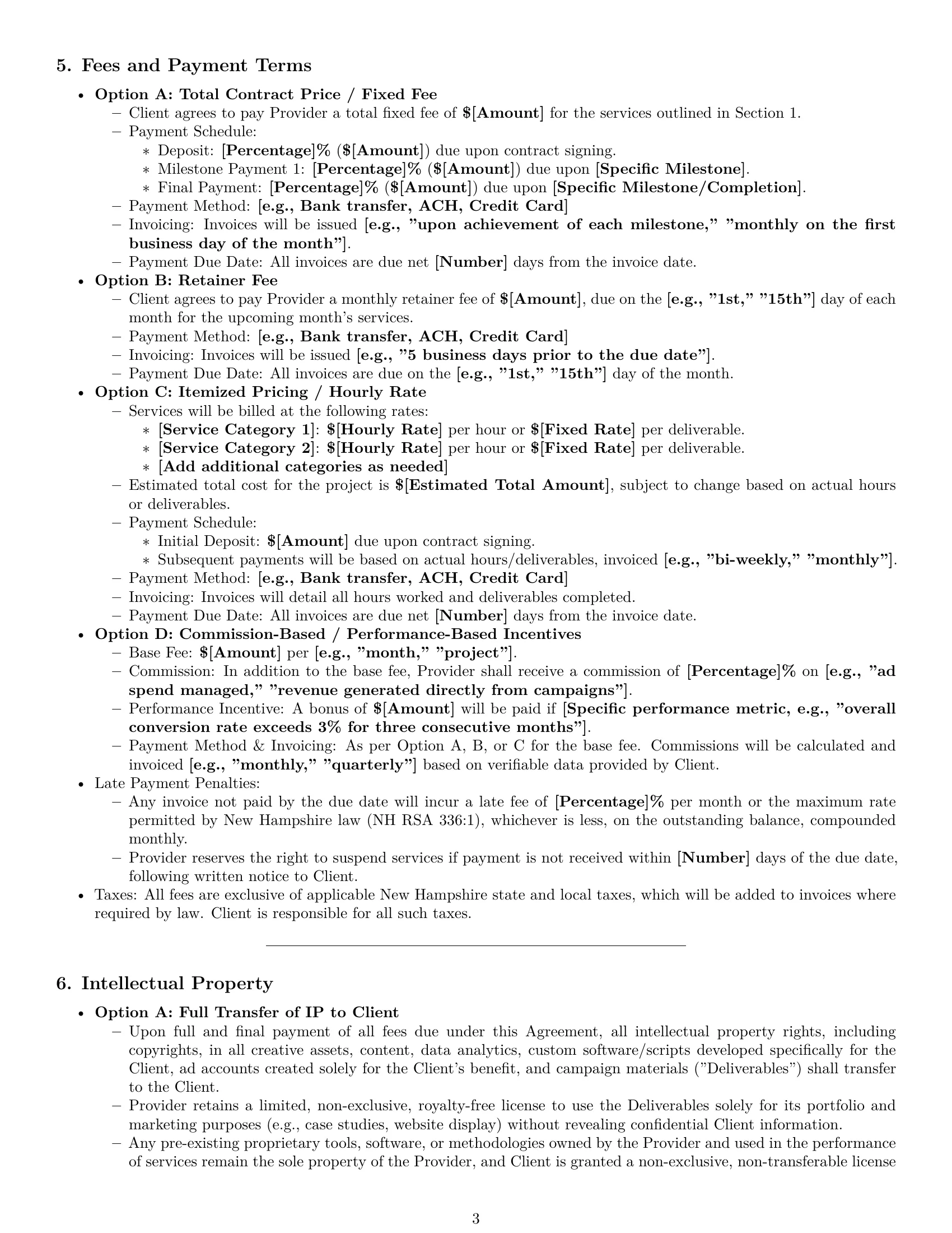 Preview page 3 of Pro New Hampshire marketing service contract template