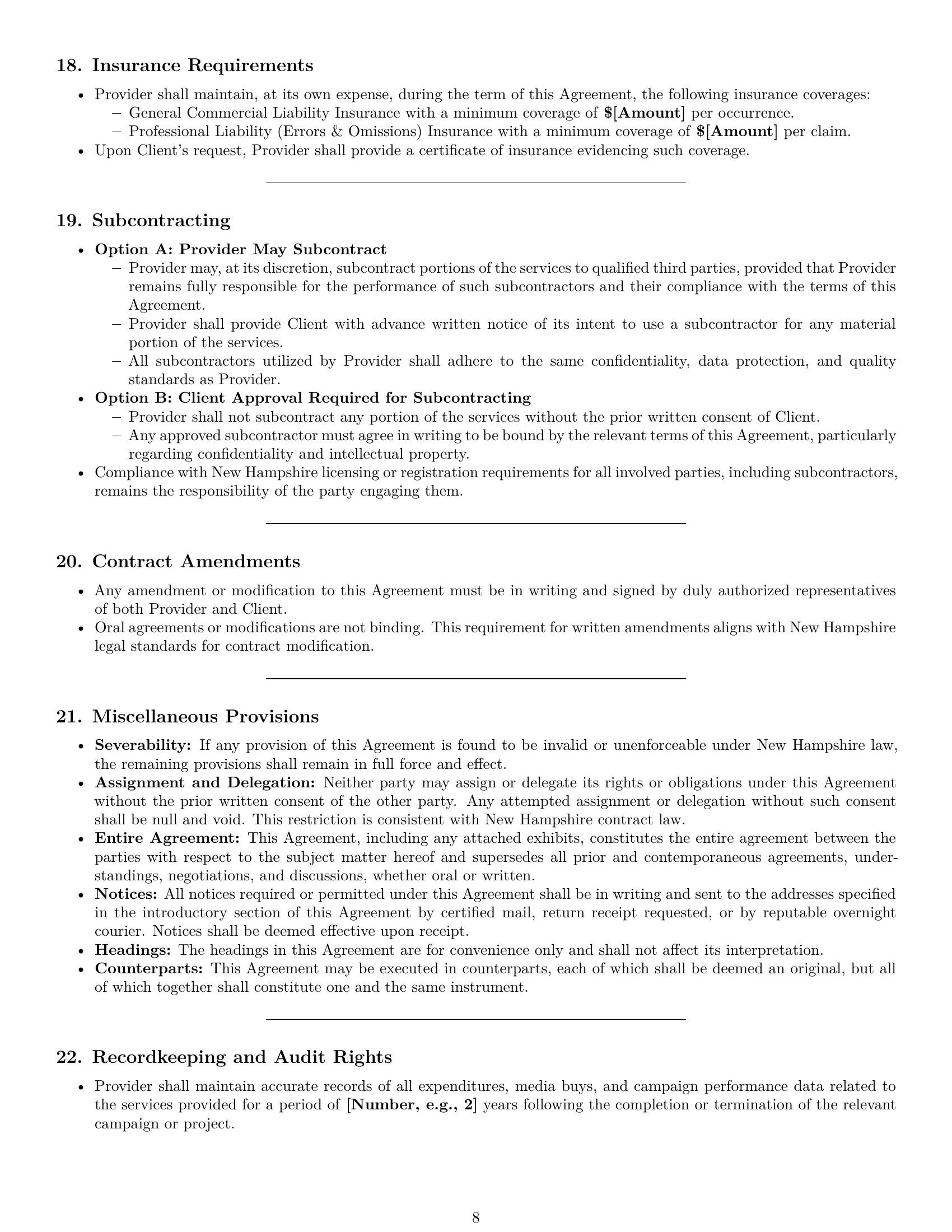 Preview page 8 of Pro New Hampshire marketing service contract template
