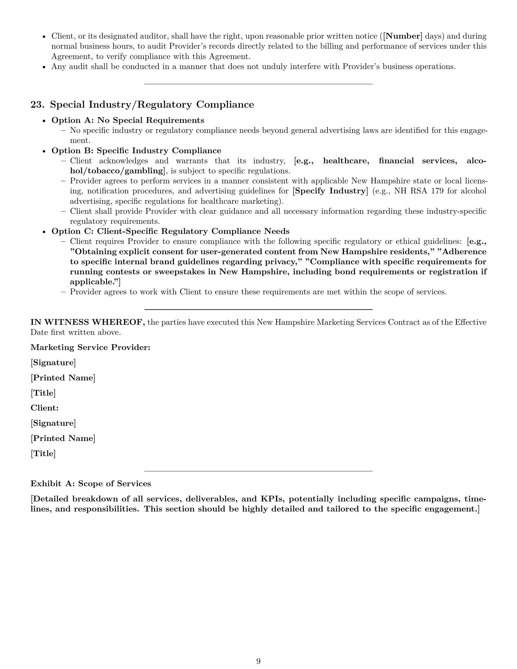 Preview page 9 of Pro New Hampshire marketing service contract template