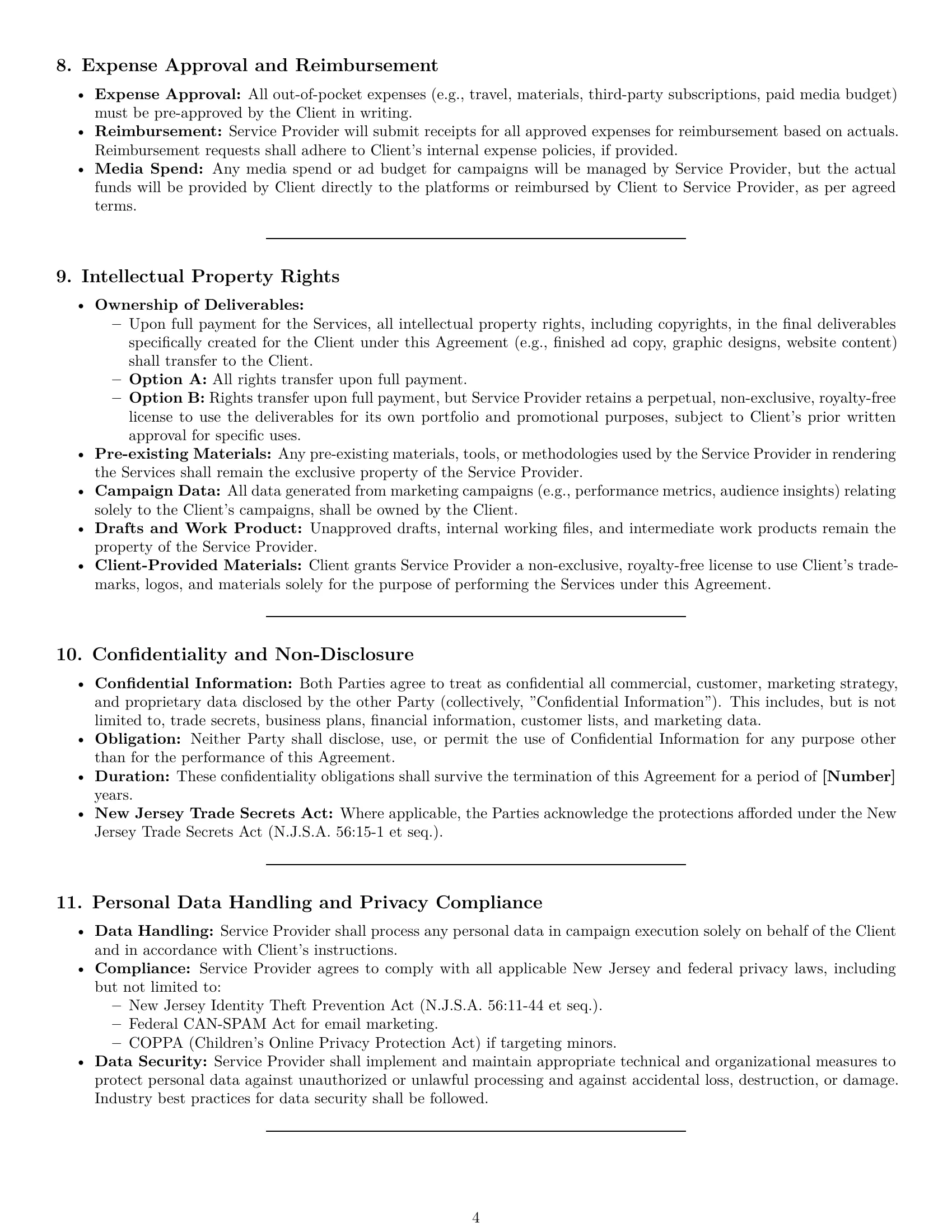 Preview page 4 of Pro New Jersey marketing service contract template