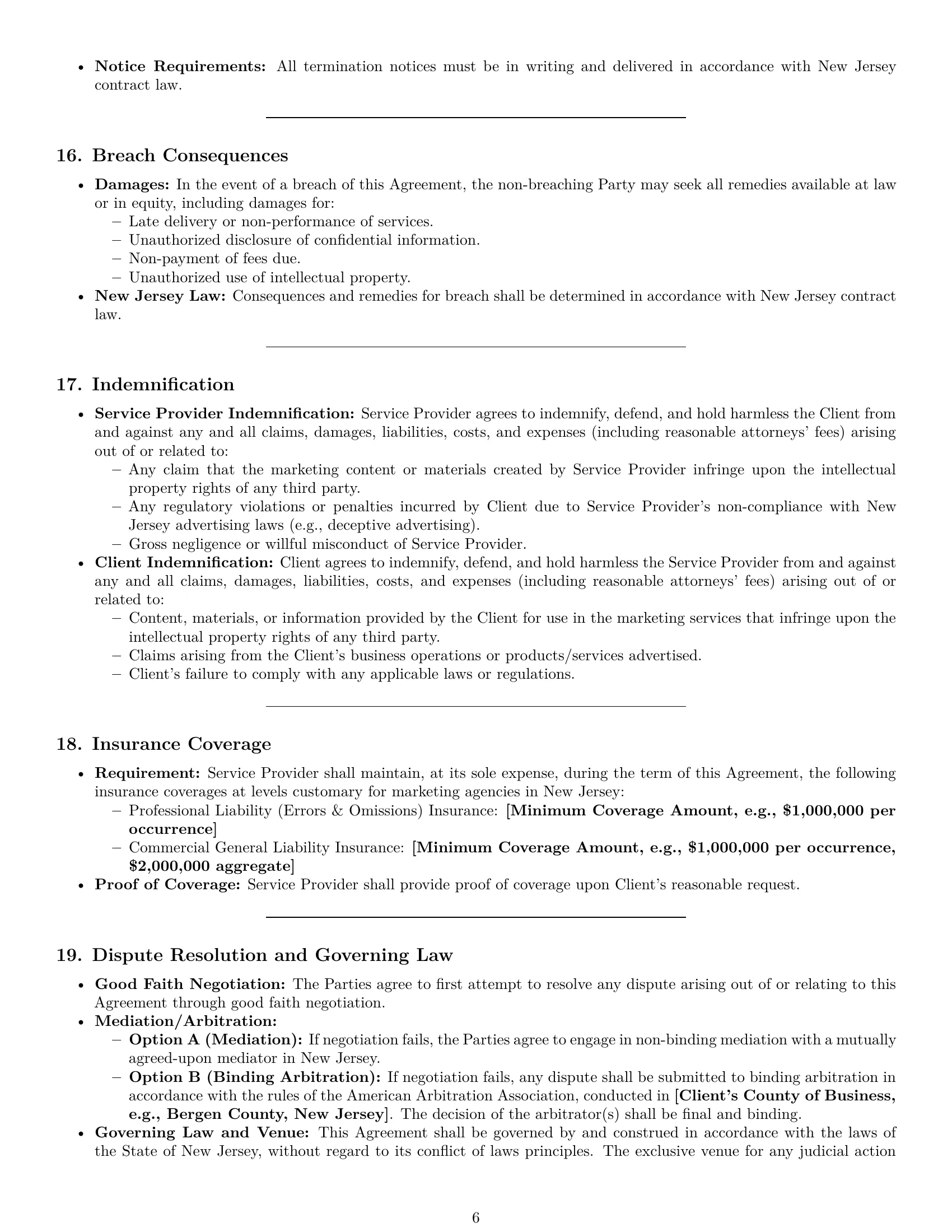 Preview page 6 of Pro New Jersey marketing service contract template