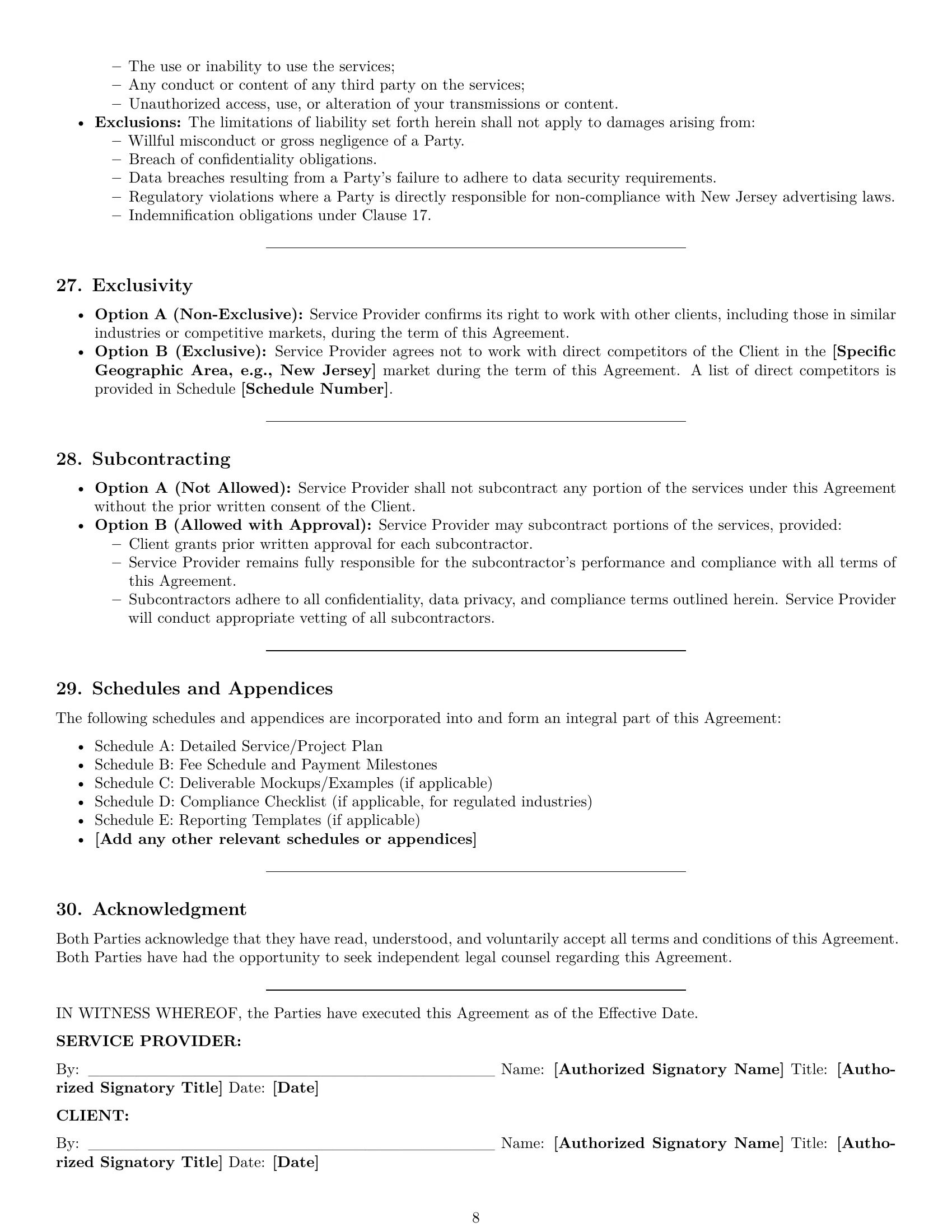 Preview page 8 of Pro New Jersey marketing service contract template