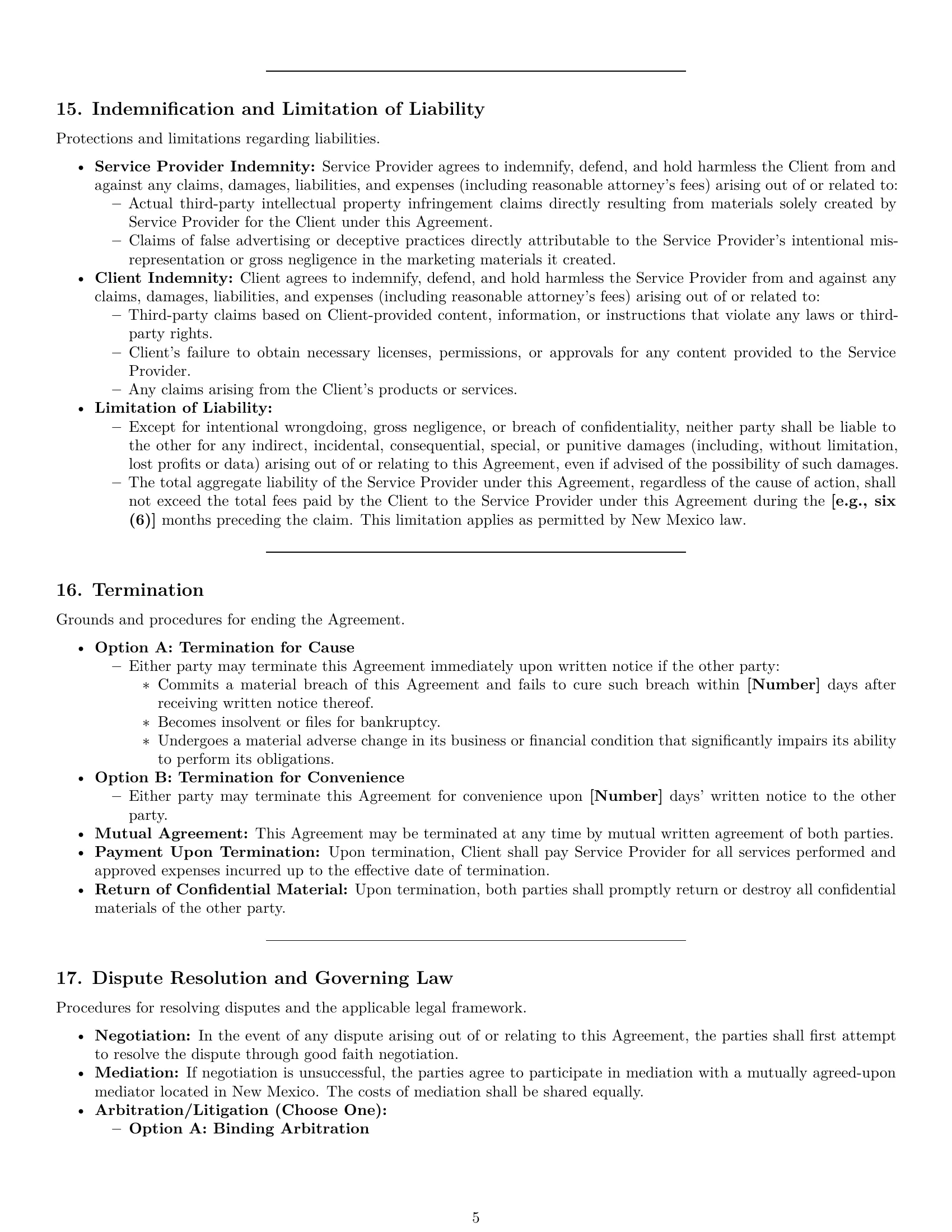 Preview page 5 of Pro New Mexico marketing service contract template