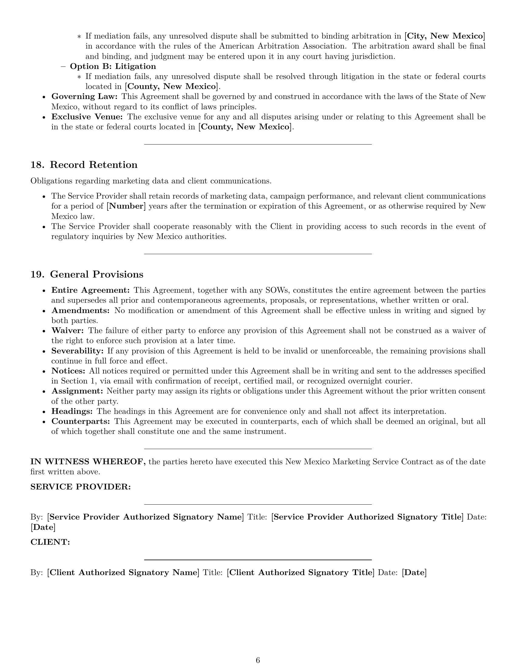 Preview page 6 of Pro New Mexico marketing service contract template