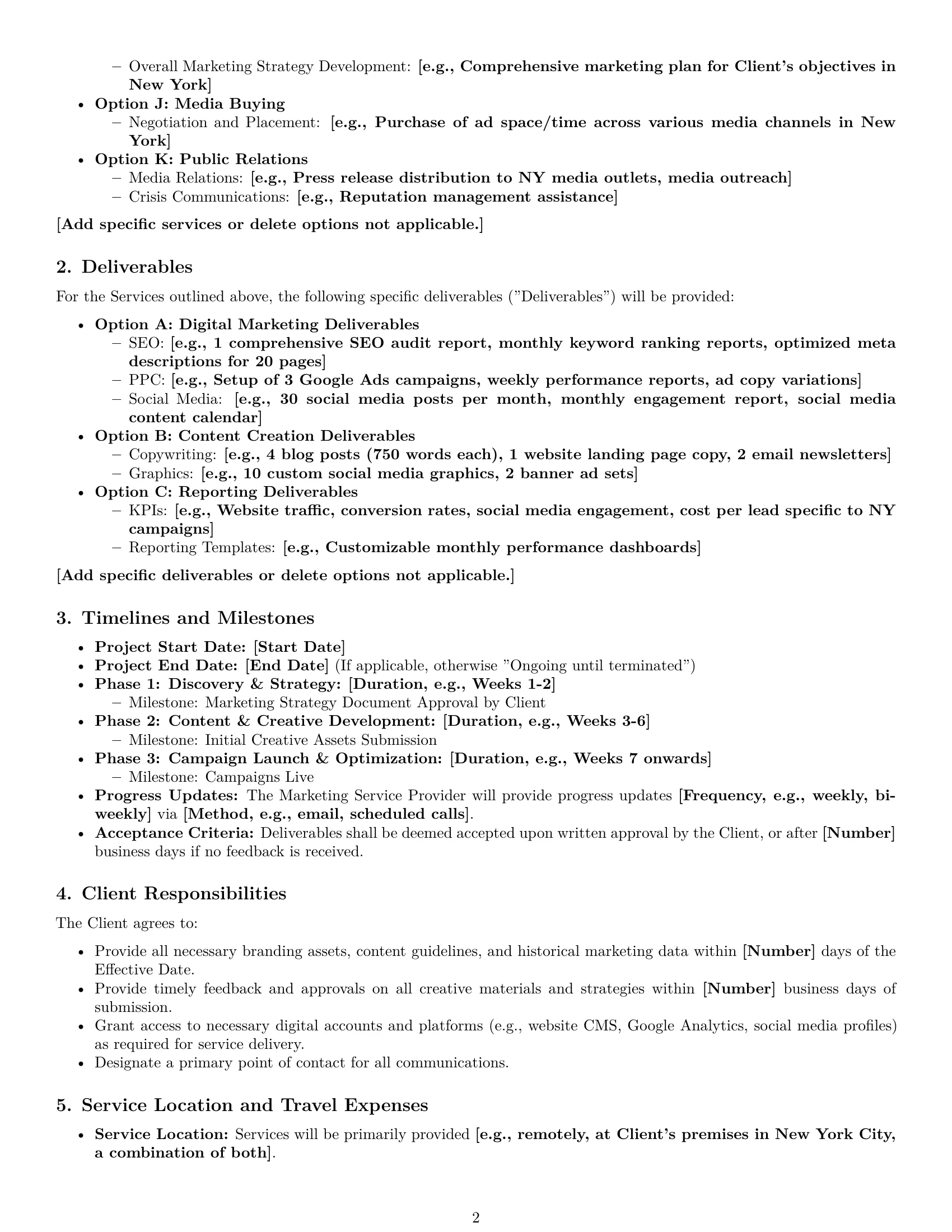 Preview page 2 of Pro New York marketing service contract template
