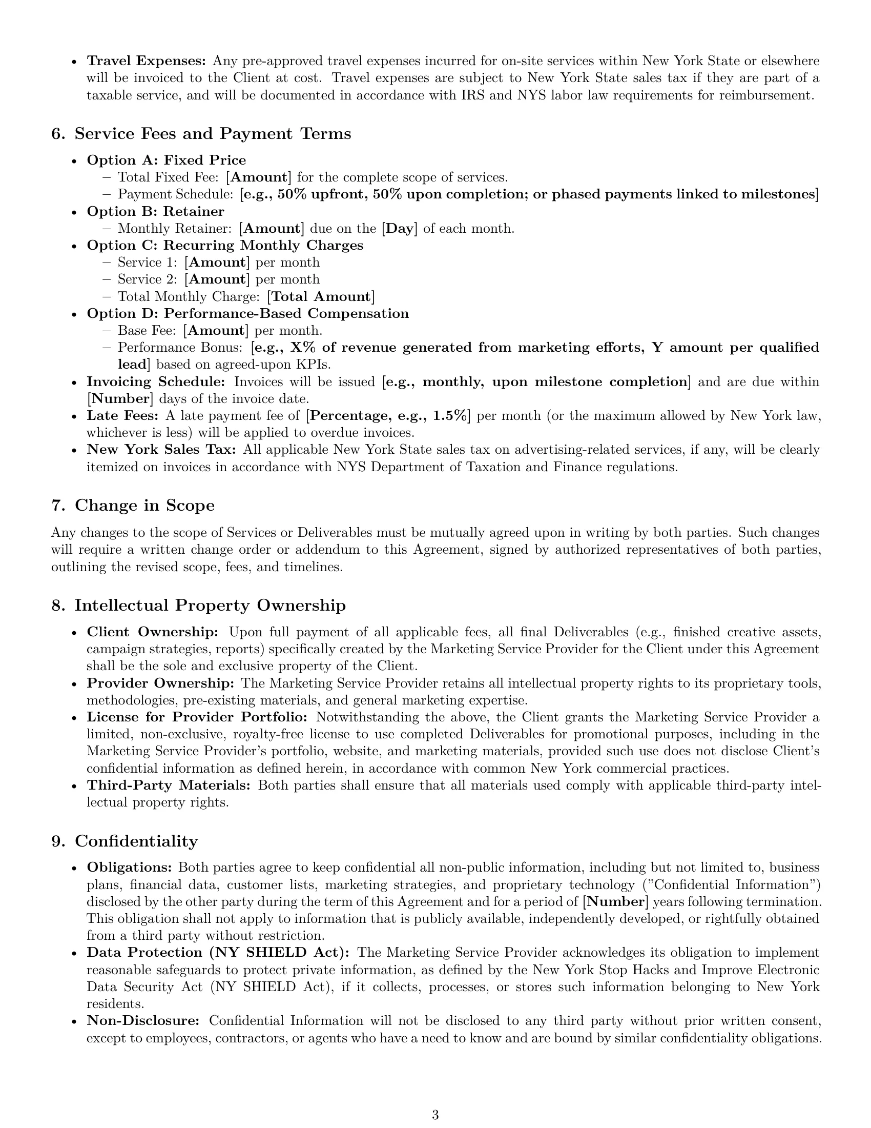 Preview page 3 of Pro New York marketing service contract template