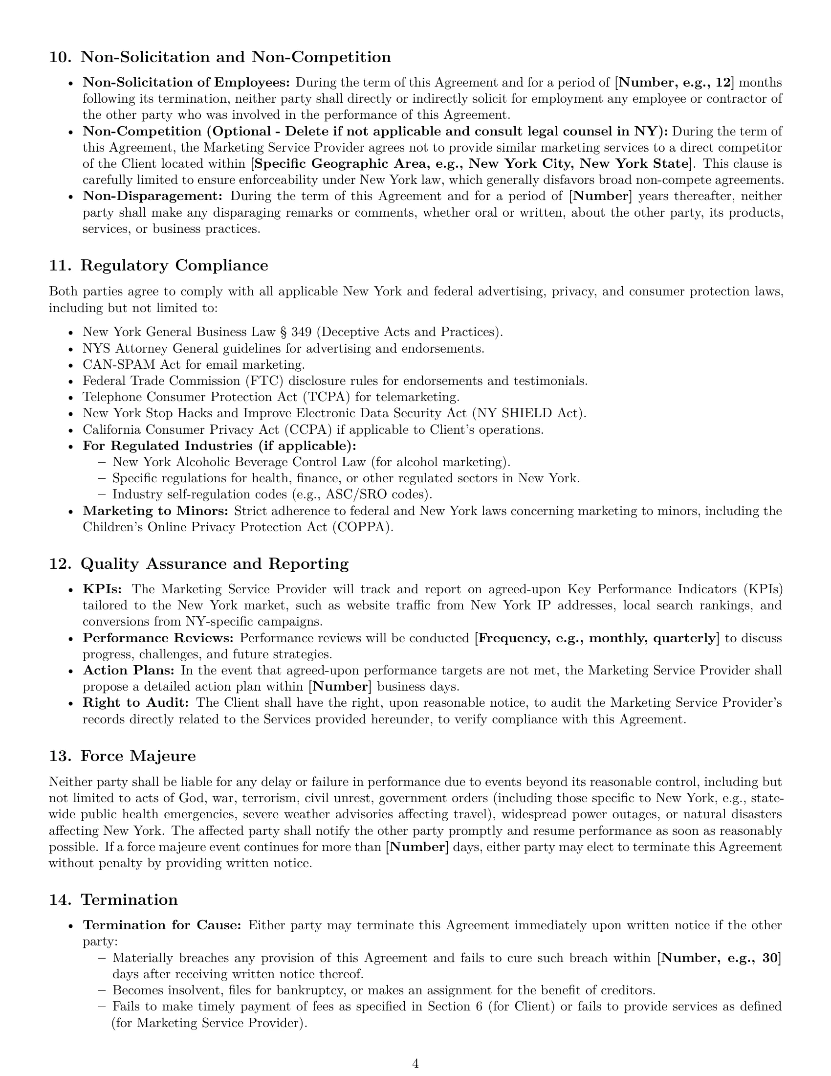 Preview page 4 of Pro New York marketing service contract template
