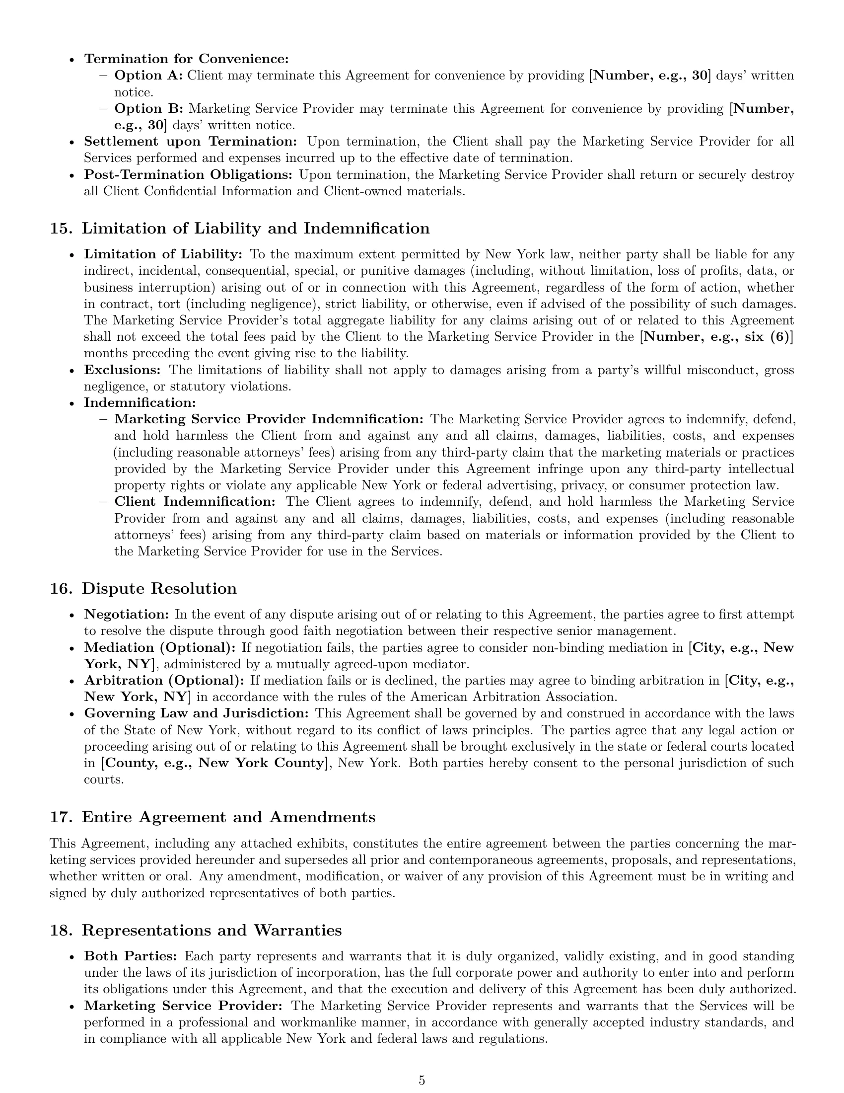 Preview page 5 of Pro New York marketing service contract template